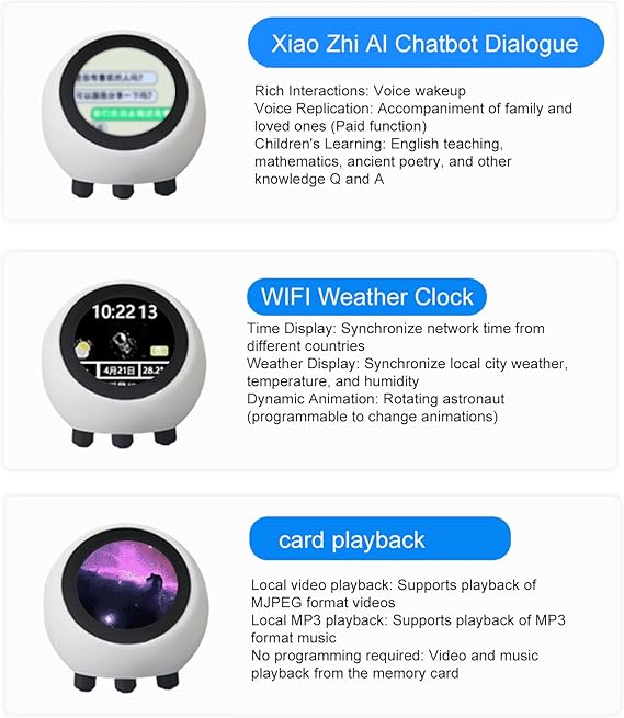 DeepSeek AI Powered Robot Toy with Interactive, 1.28 Inch Display Smart Talking Robot Companion with BT5.0 WiFi Weather Clock