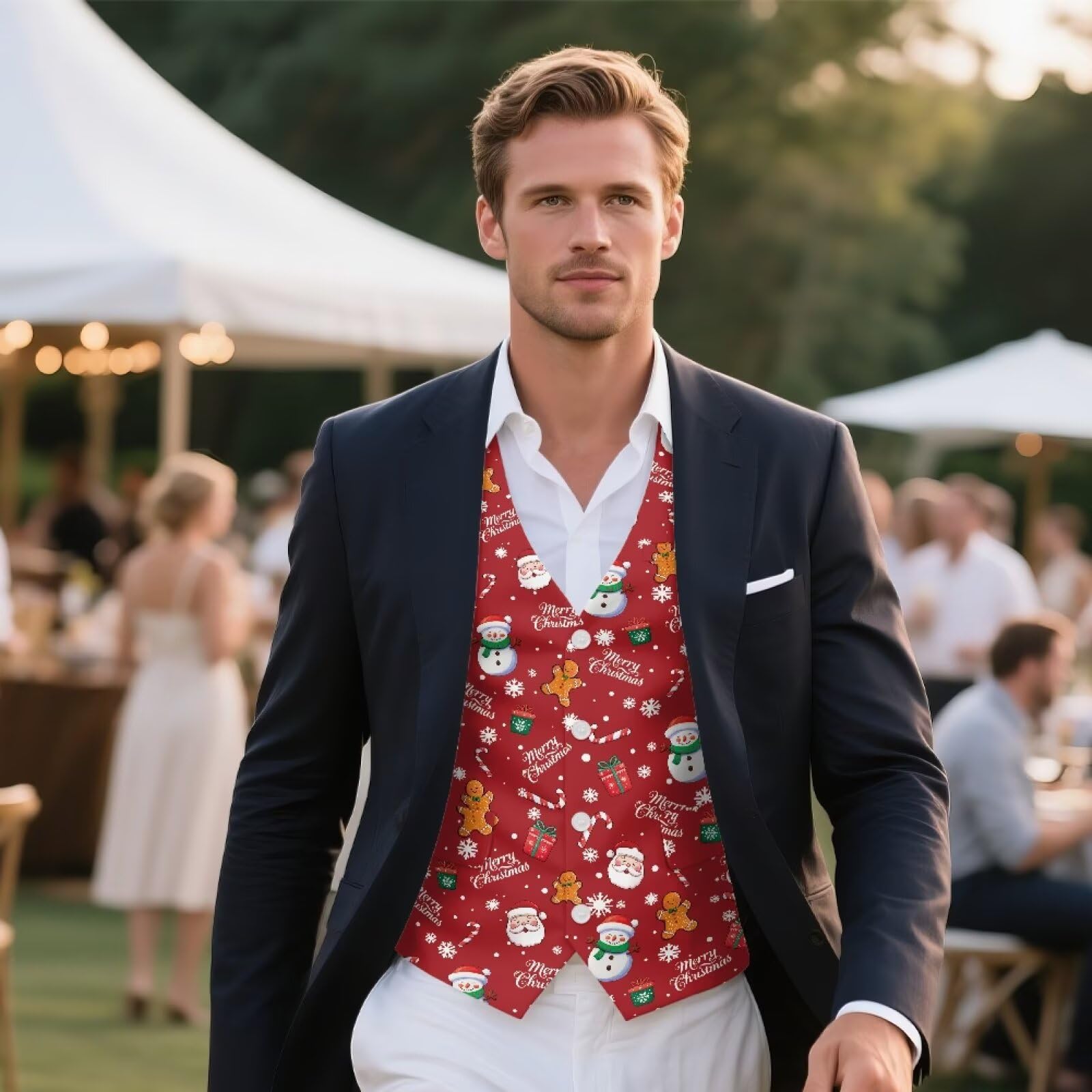Chaleco formal para hombre, vestido de negocios, ajustado, casual, para trabajo, boda, fiesta, esmoquin con bolsillos