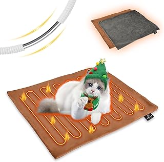 ペット用ホットカーペット ペットヒーター 猫 ヒーター 犬 ホットカーペット 寒さ対策 猫 暖房 器具 スマート恒温 ペット ヒーター ふわふわ 電気毛布 電気ヒーター IP67防水 専用カバー2枚付き 過熱保護 噛みつき防止 50×40cm Mサイズ