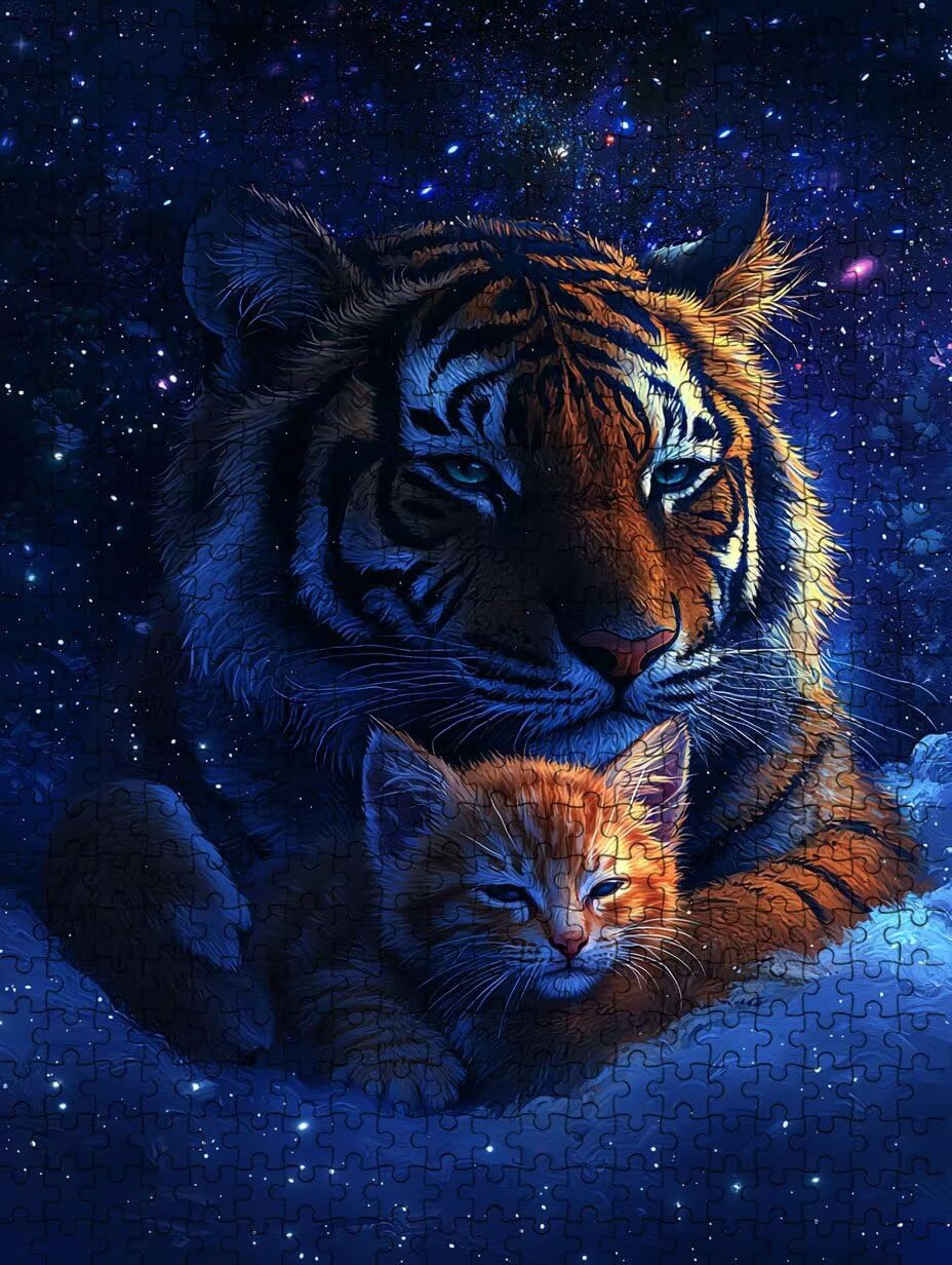 Puzzle 3000 Pezzi, Tigre Gatto 3D Puzzle per Adulti Impegnativo, Educa Puzzles Artistico, Divertente E Stimolante Puzzles Decorativo per La Famiglia, Regalo e Decorazione Pareti DX0YL6-564