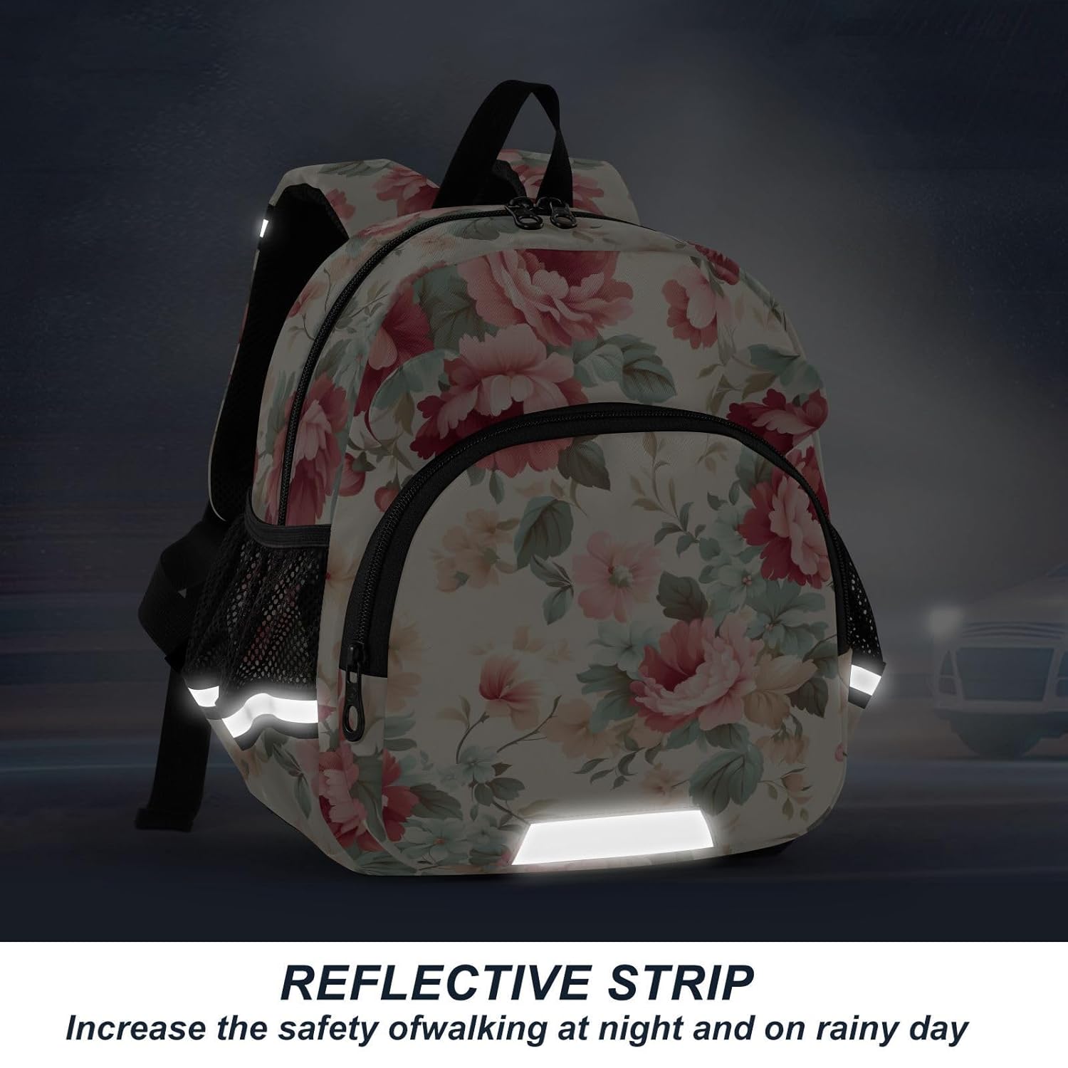 Vintage Red Peonies Toddler Harness Backpack for Boys Girls 3-6 Years Kids Backpack with Anti Lost Safety Leash Child Leash Backpack for Preschool Walking Travel