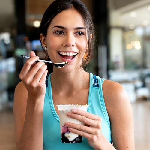 Miniatura 7 de TOFLEN Vasos de plástico transparente de 12 onzas con tapas desechables para cereales para desayuno, aperitivos, frutas, verduras y salsas (50