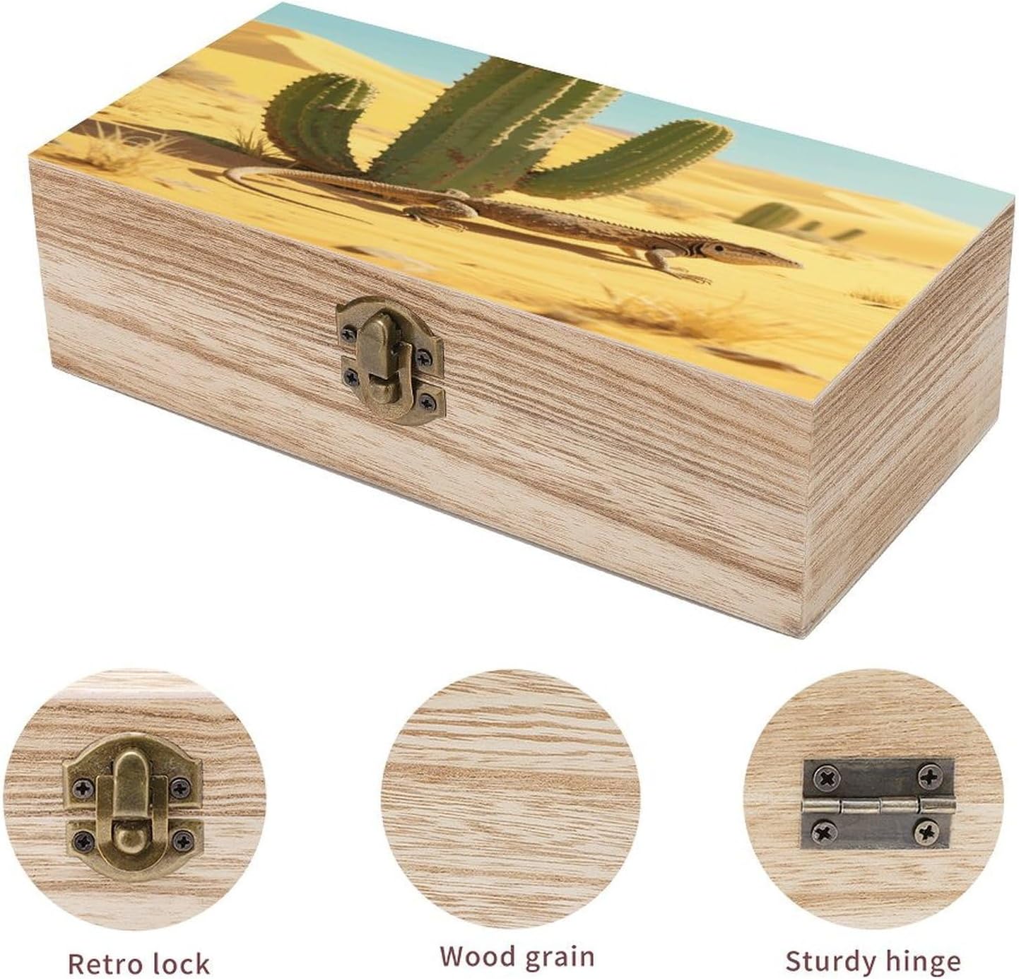 Desert Cactus Wooden Storage Box Vintage Jewelry Box image 3
