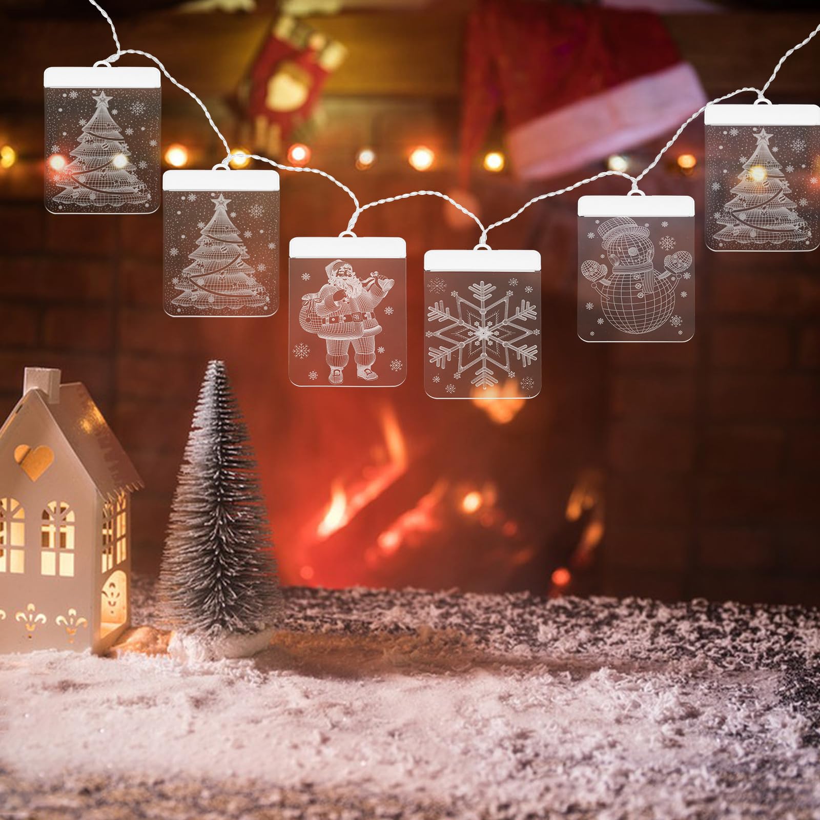 Cabilock Guirlandes Lumineuses LED Rideaux pour Chambre Fenêtre Décorations Noël Sapin de Noël avec Télécommande Lumière Douce Ambiante