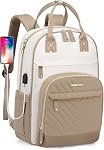 Sac à dos - 15.6 sac à dos de voyage de travail de pouce USB Charger College Sac à livre étanche à l'eau Business Computer Backpack Sacs à dos antivol Casual pour l'infirmier Beige Black Brown pour femme