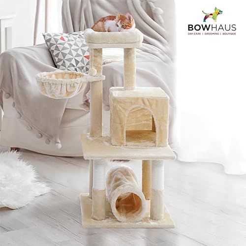 Miniatura 7 de Árbol alto para gatos grandes o gatitos de interior, árbol de actividades para gatos de varios niveles con postes rascadores, hamaca, condominio en
