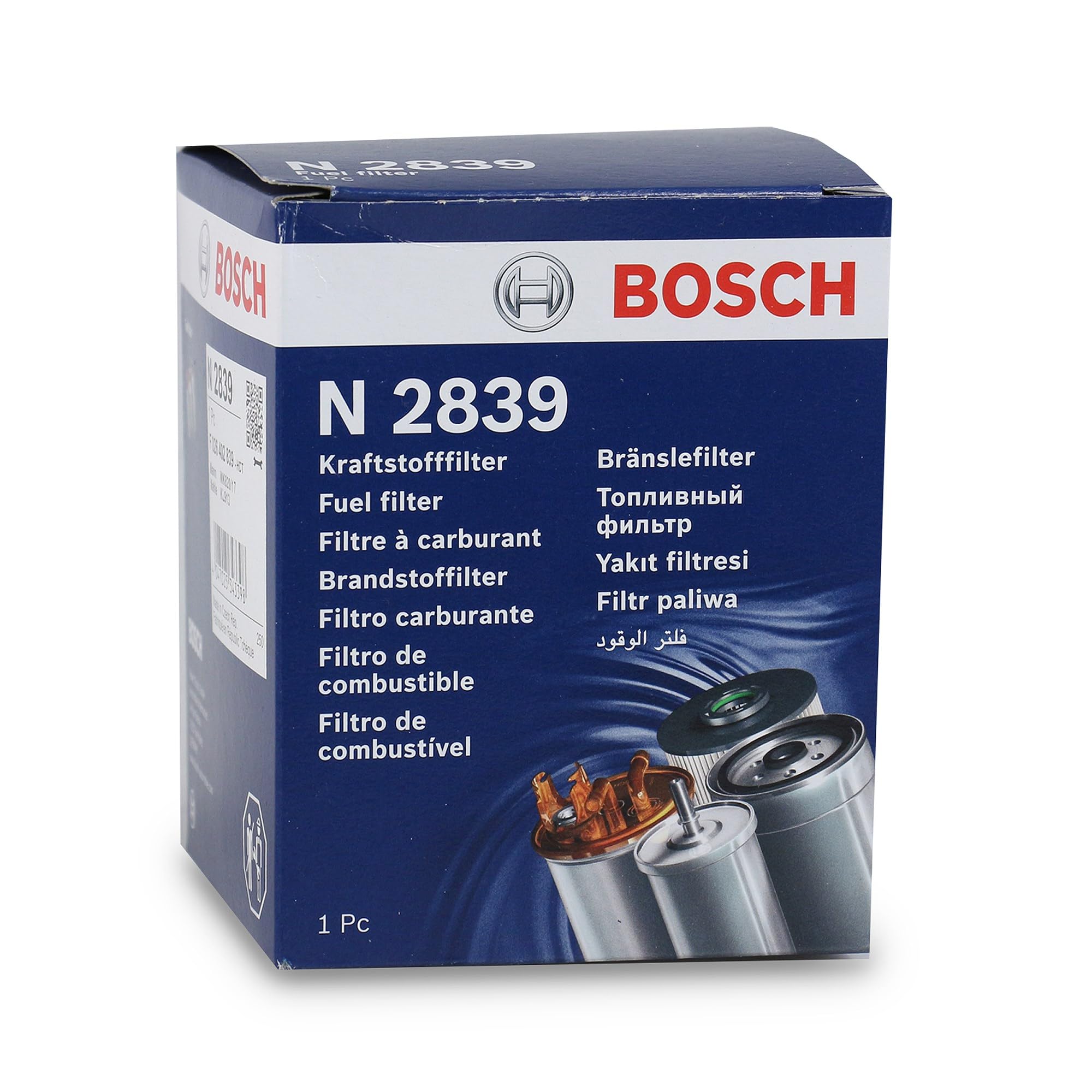 Bosch N2839 Filtro Diesel para Coche - Separa Partículas y Agua del Combustible, Protege el Sistema de Inyección | Separa las partículas y el agua del combustible, protege el sistema de inyección
