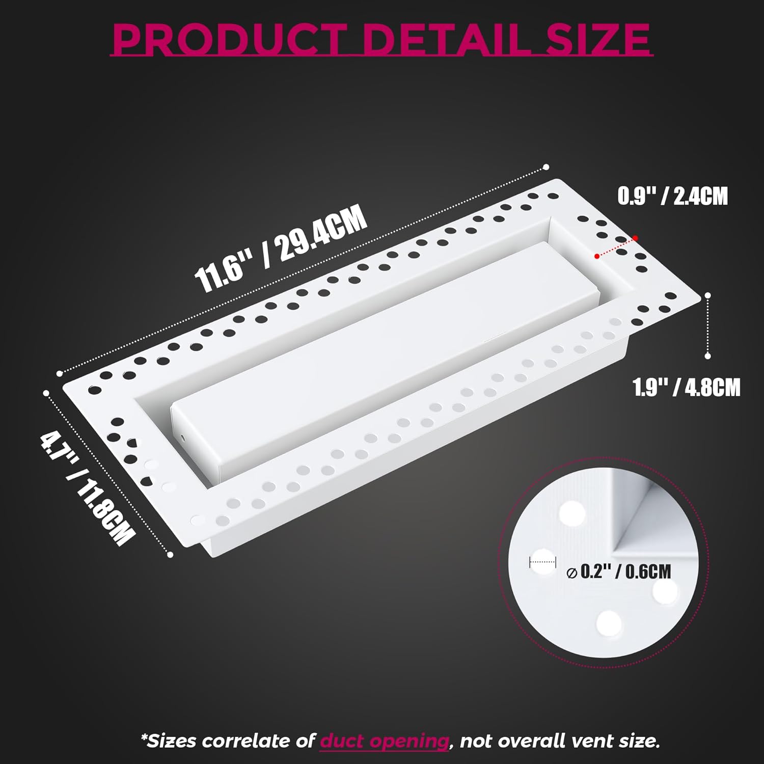 Flush Wall Vent Cover, 3"x10" Metal Wall Vent Paintable Wall-Mounted Air Register Grille White AC Vent Cover with Manual Damper for Walls Ceiling