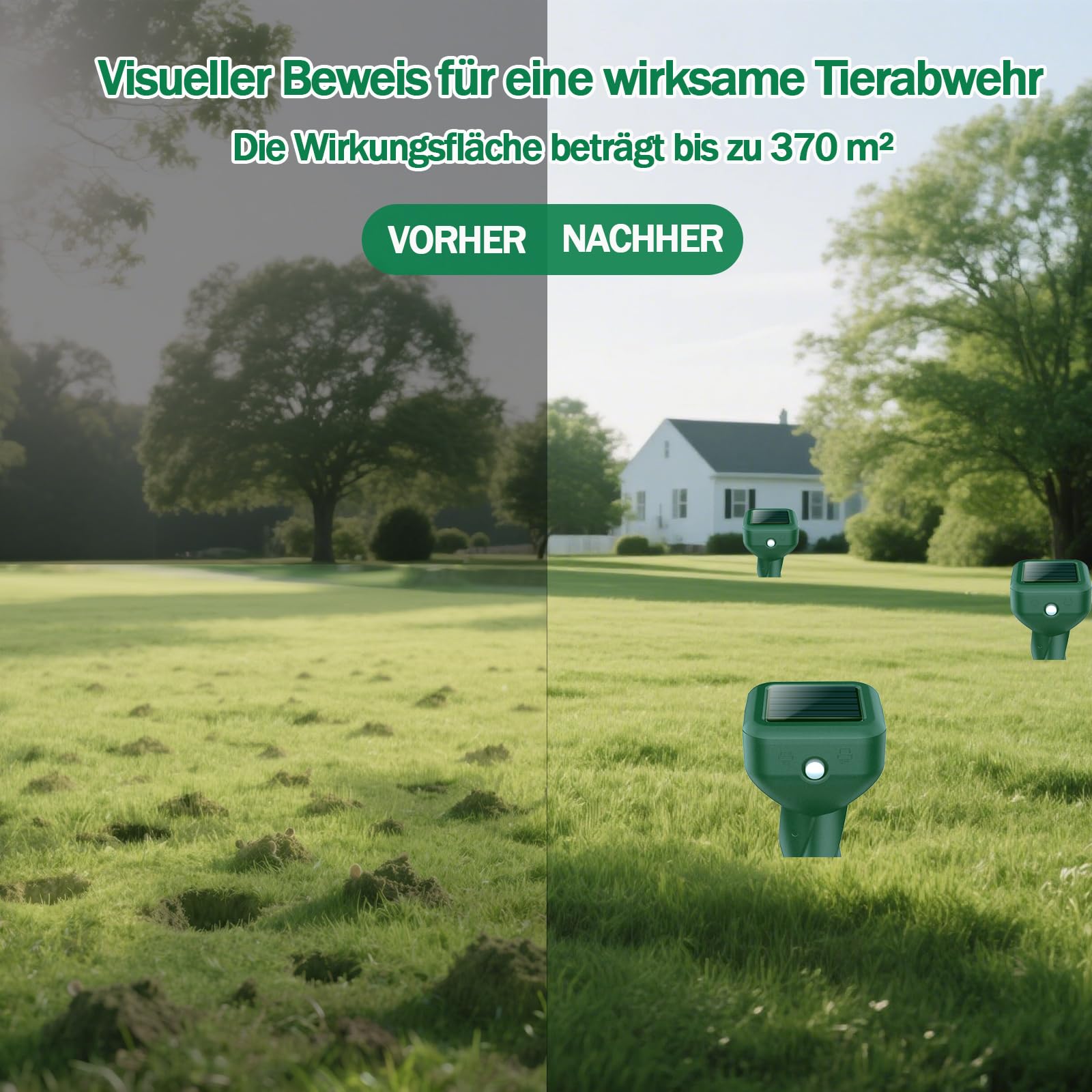 Odstraszacz kretów, 4 sztuki, zwycięzca testu, IP65, odpowiedni do odstraszania kretów i innych gryzoni w ogrodach, trawnikach