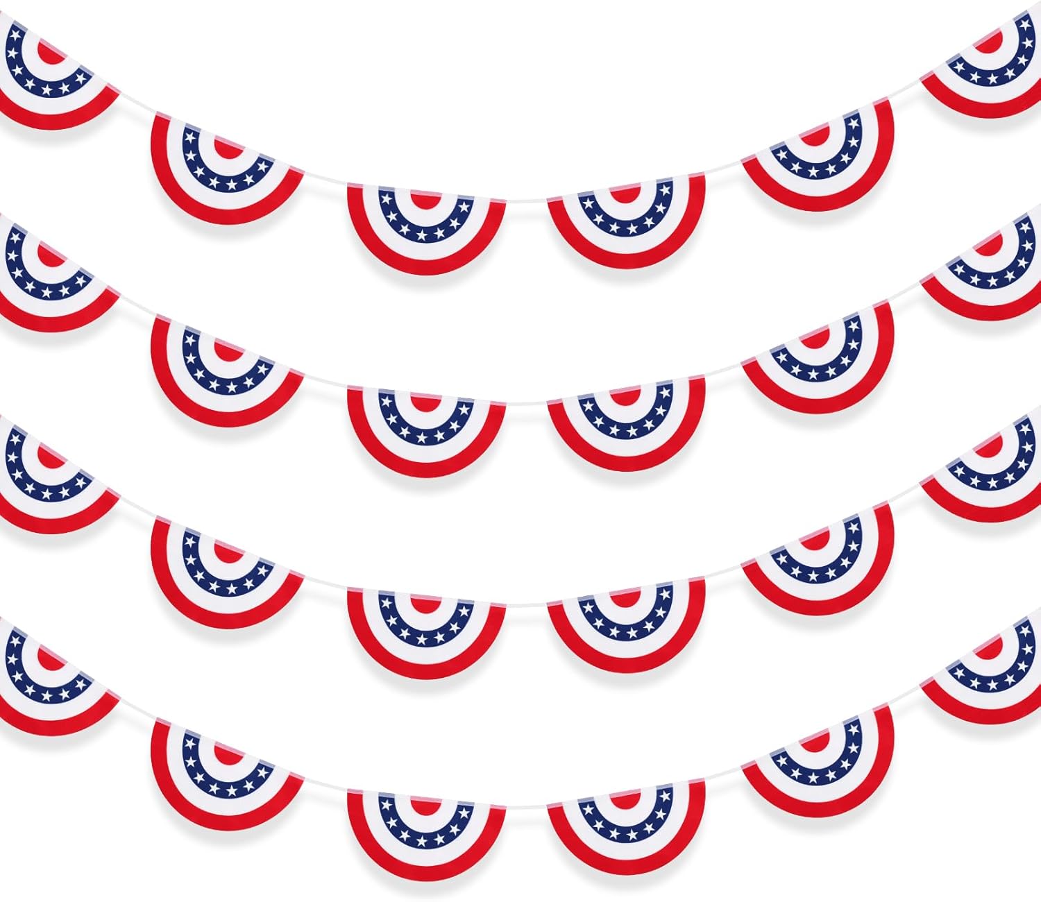 VitalCozy 4 Pcs 65 ft USA Flag Banner for 4th of July, Independence Day & Veterans Day Decorations(Fan Shaped Style)