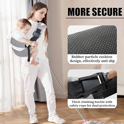 Miniatura 5 de Portabebés fácil de llevar  Portabebés compacto con correa ajustable, acolchado suave, asiento de cadera antideslizante para bebés y niños pequeños