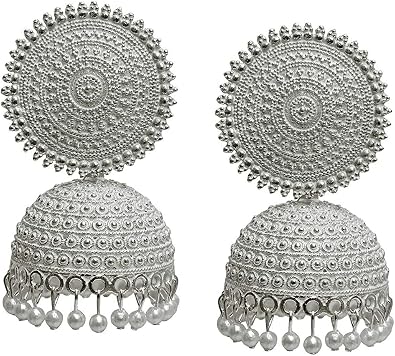 Indian Silver Oxidized Jhumka Earrings for Women Indian Ethnic Boho Fashion Cute Dangle Jhumka Earrings Jewelry