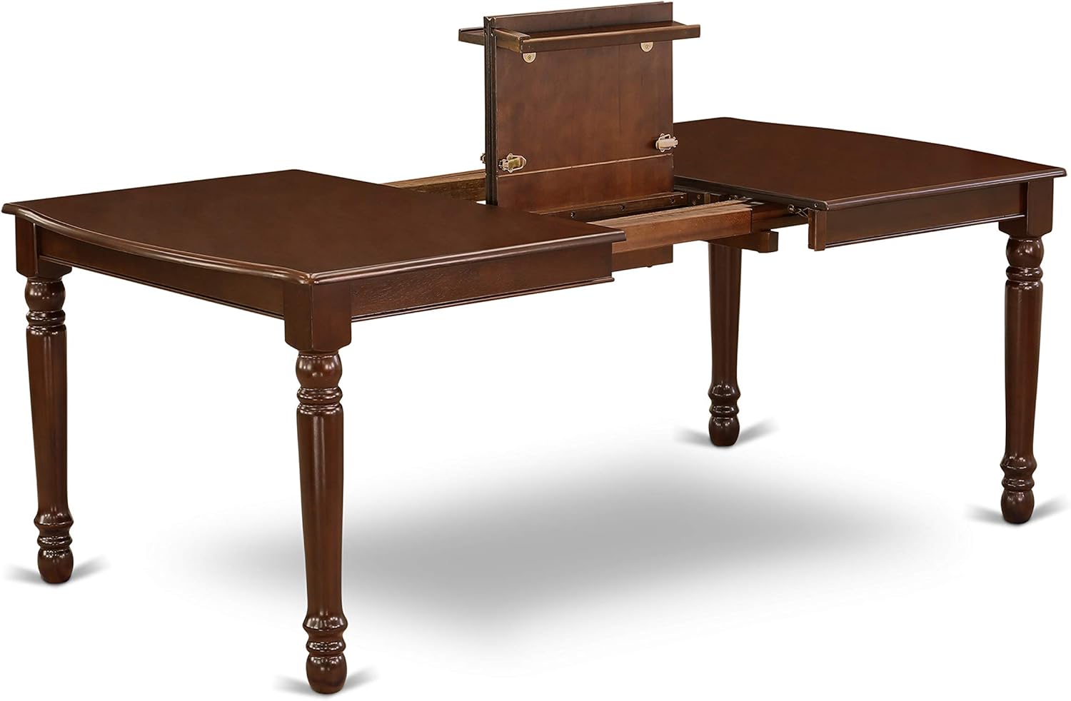 East West Furniture DOEN7-MAH-18 7 Piece Dining Table Set Consist of a Rectangle Wooden Table with Butterfly Leaf and 6 Dark Coffee Linen Fabric Upholstered Chairs, 42x78 Inch, Mahogany