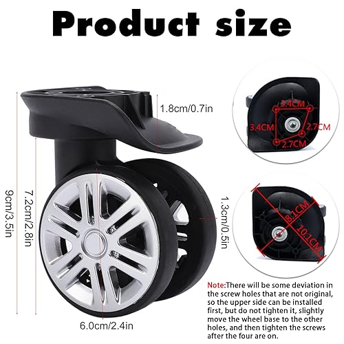 Miniatura 2 de 1 par de ruedas giratorias de equipaje, ruedas de repuesto de equipaje, ruedas de maleta, piezas de reparación de bolsa de maleta, rueda giratoria