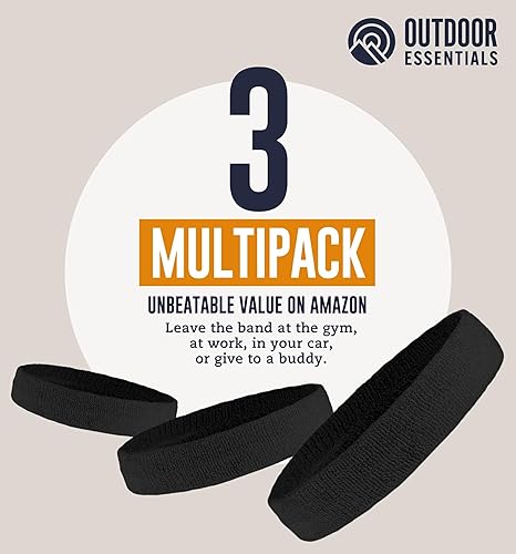 Miniatura 7 de OutdoorEssentials Bandas para el sudor y pulseras Diademas de muñeca para hombres y mujeres Multipack de diademas de tela de rizo o muñequeras