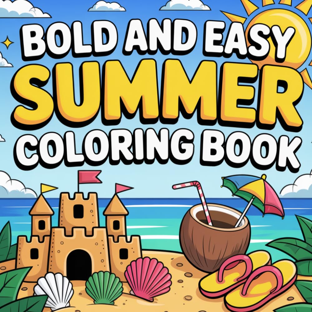 Bold and Easy Summer Coloring Book: Fun and Easy Summer Designs for Kids.