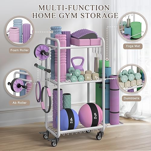 Miniatura 3 de Multi-Functional Home Gym Storage Rack - Yoga Mat Storage Rack, Dumbbell Weight Rack & Workout Equipment Storage with Heavy-Duty Steel Construction