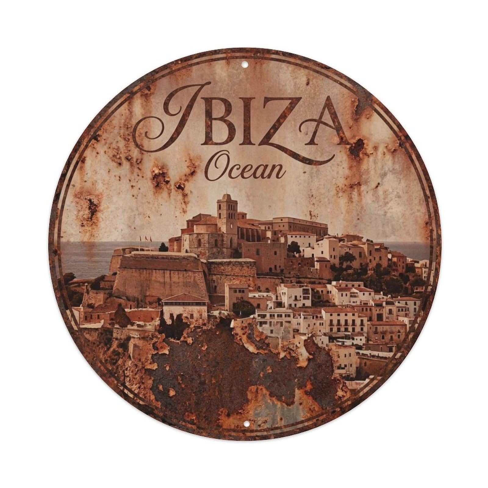 Vintage Travel Ibiza Spain Heart Metal Tin Sign
