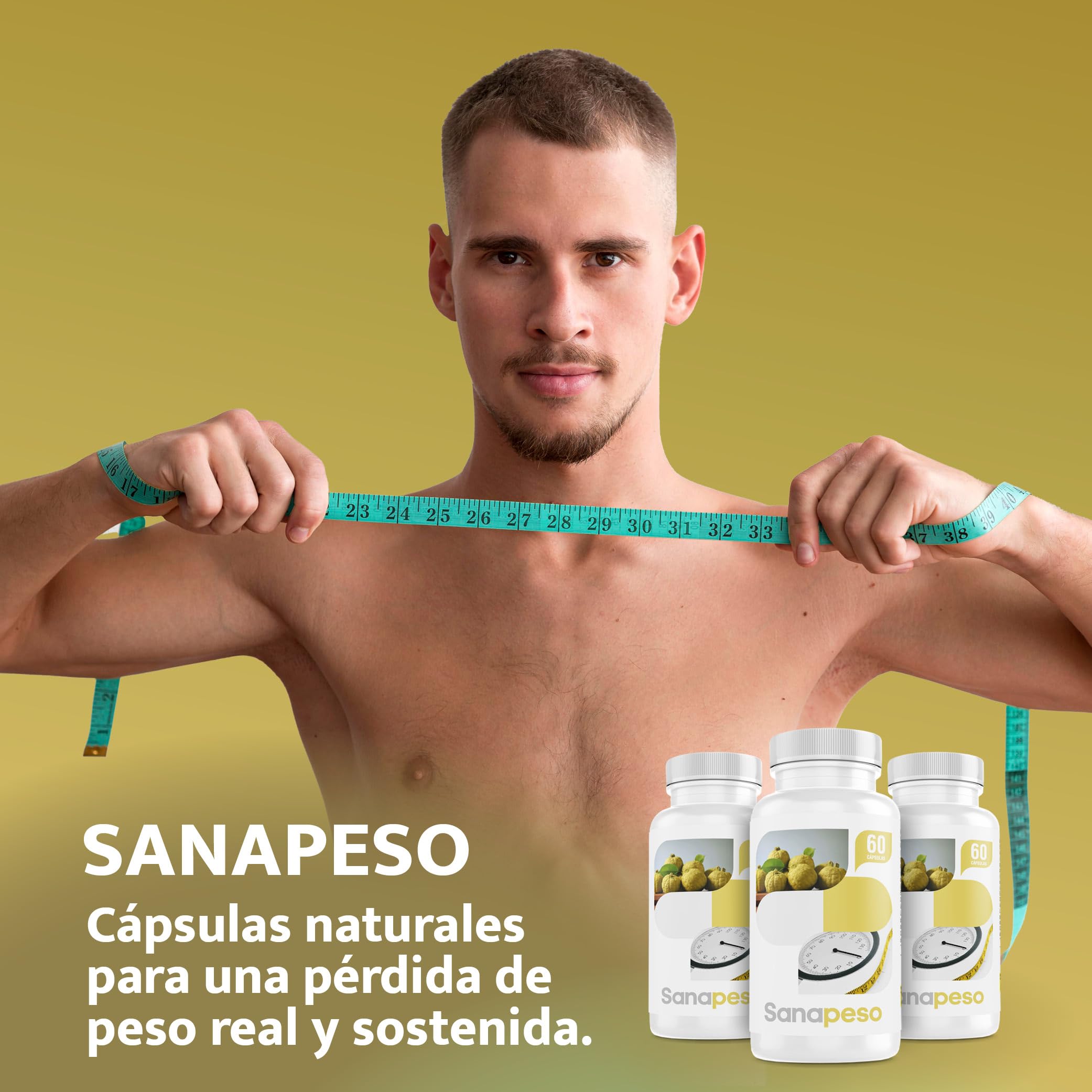 Cápsulas Naturales para el Control de Peso - Con Garcinia Cambogia | Extracto Seco de Café | Ayuda a Controlar el Apetito |Fabricado en España | Sin Gluten ni Lactosa - SANACAPS (3 Botes)