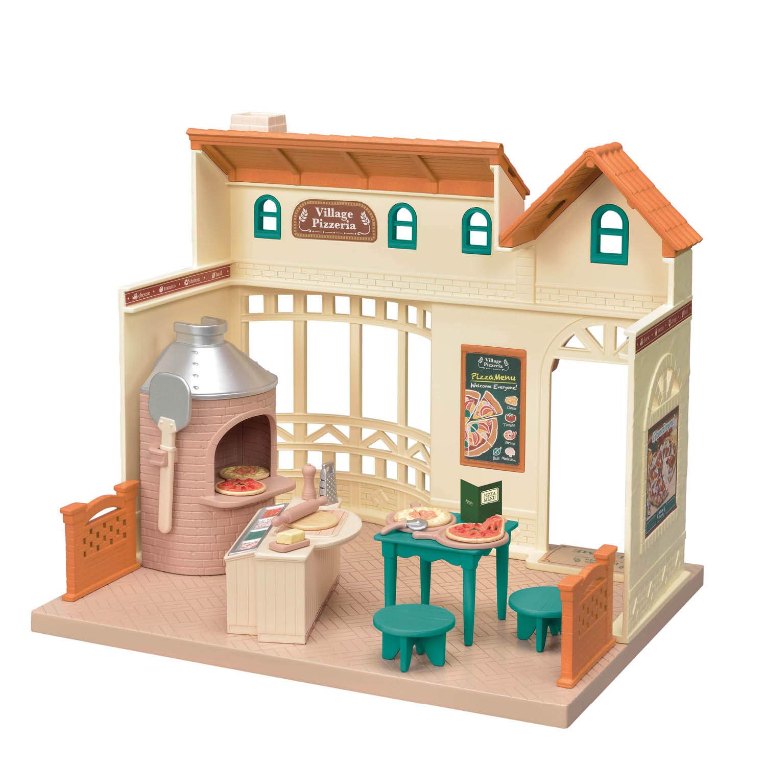 Calico Critters Pizzeria - Miniature Pizzeria Toy - Mediterranean, Garden - Unisex - Ages 3+