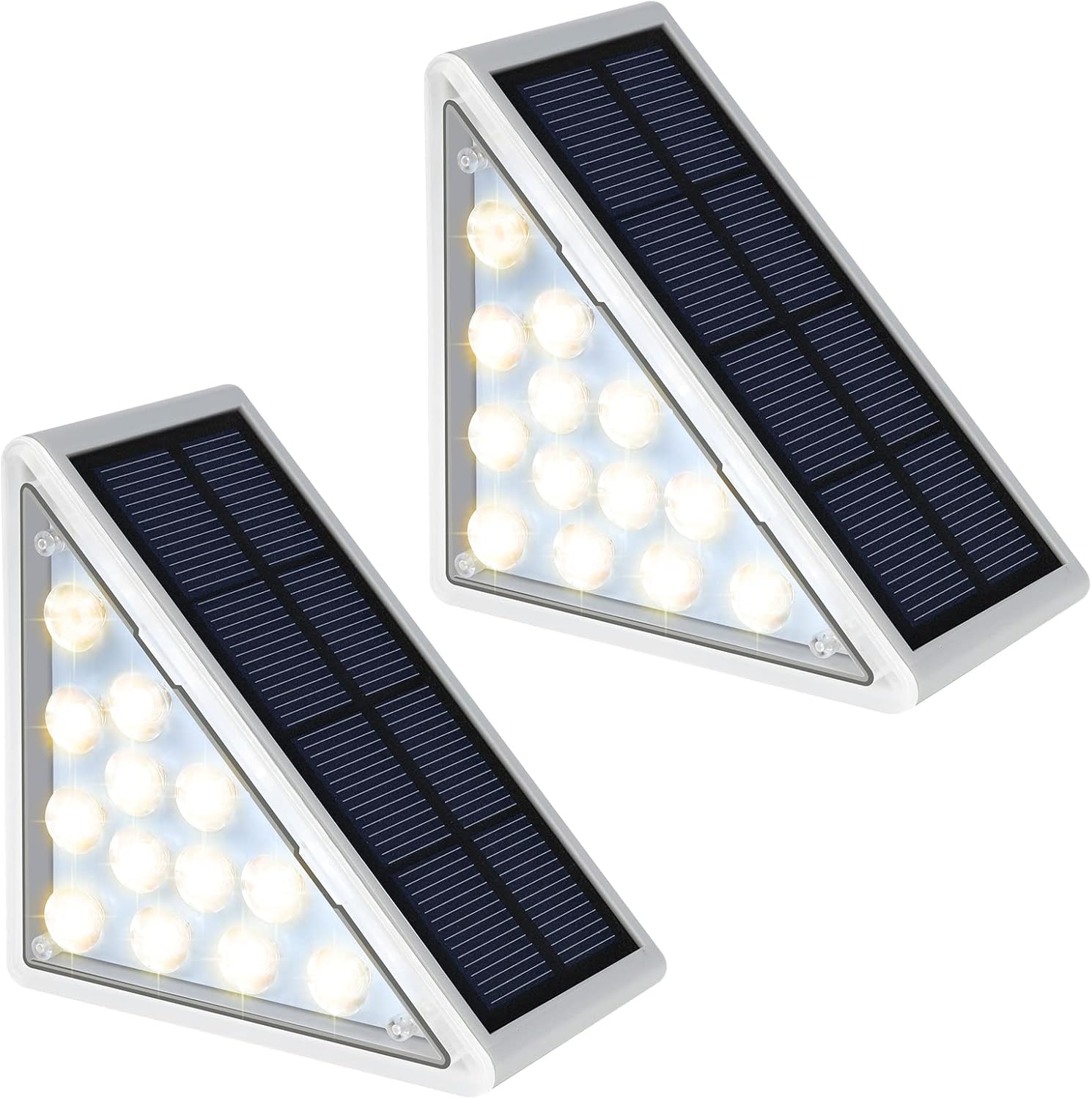 LED Solar Step Lights Waterproof Outdoor Stair Lights, Solar Deck Lights Outdoor Decor IP67 Solar Decoration Lights for Yard, Patio, Garden, Walkways, Front Door, Pathway, Driveway, Porch 6 Pack - - 