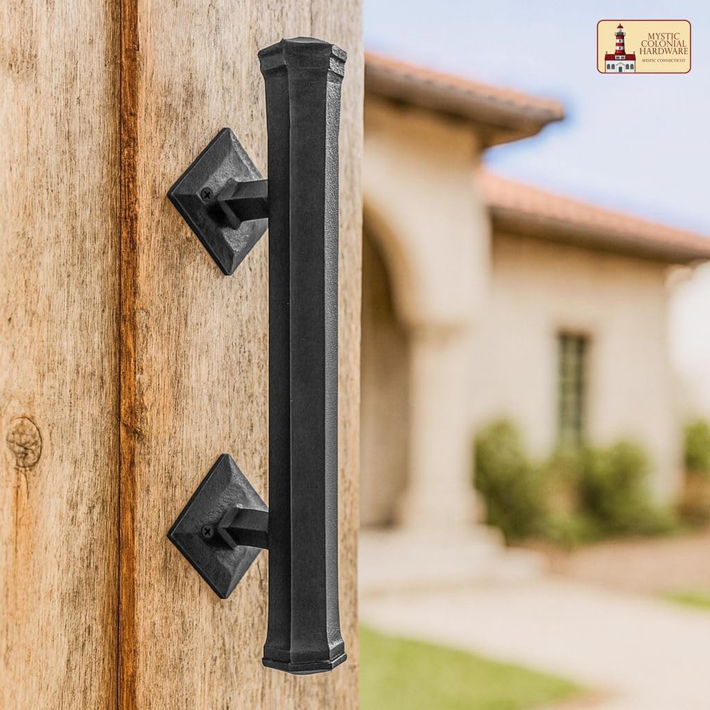 Mystic Colonial Medieval Hand-Forged Iron Barn Door Handle Pull (1 Pc) | (2 in × 9 in) Black Vintage Gate & Cabinet Handle | Heavy-Duty Rustic Farmhouse & Gothic Handle