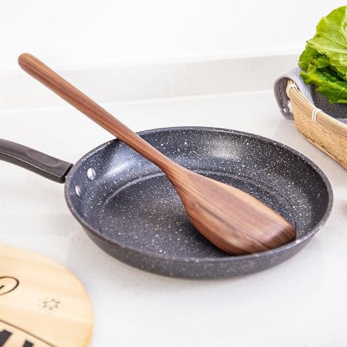 Miniatura 7 de LOCDION Cuchara de esquina grande de madera para cocinar, cuchara de cocina de madera gigante de 17 pulgadas con mango largo redondeado, diseño de