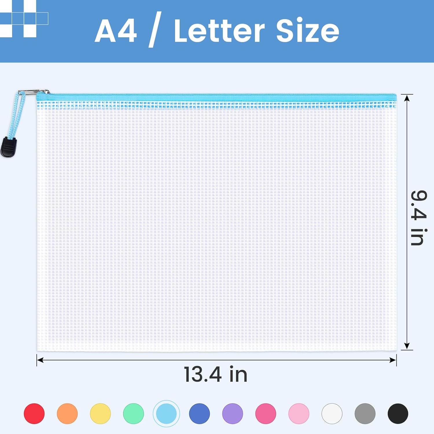 Sooez 24 Pack Mesh Zipper Pouch with Sticky Labels, A4 Mesh Bags, Toy Storage Board Game Puzzles Organization, Sturdy Letter Size File Folders Organizer for Teacher School Classroom Office Supplies - Image 2