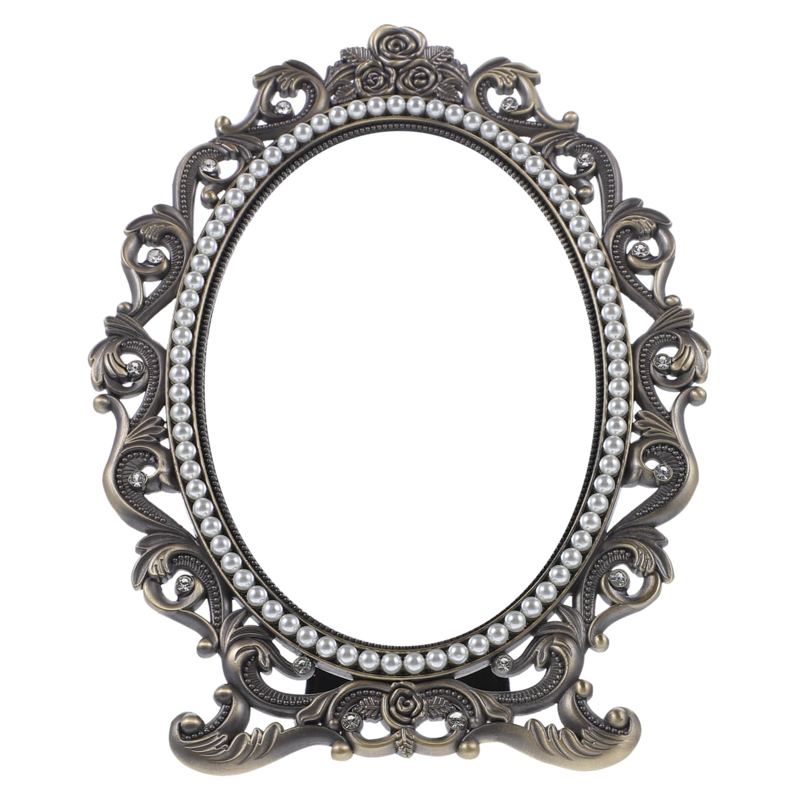 Miroir de maquillage perles rétro compact fini les reflets flous