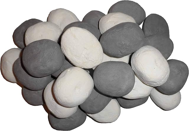 COALS 4 YOU 8g7w 15 Grey White Gas Fire Pebbles Replacements/Bio Fuels/Ceramic/Boxed 7 White 8 Grey In packing, 14.0 cm*21.0 cm*14.0 cm