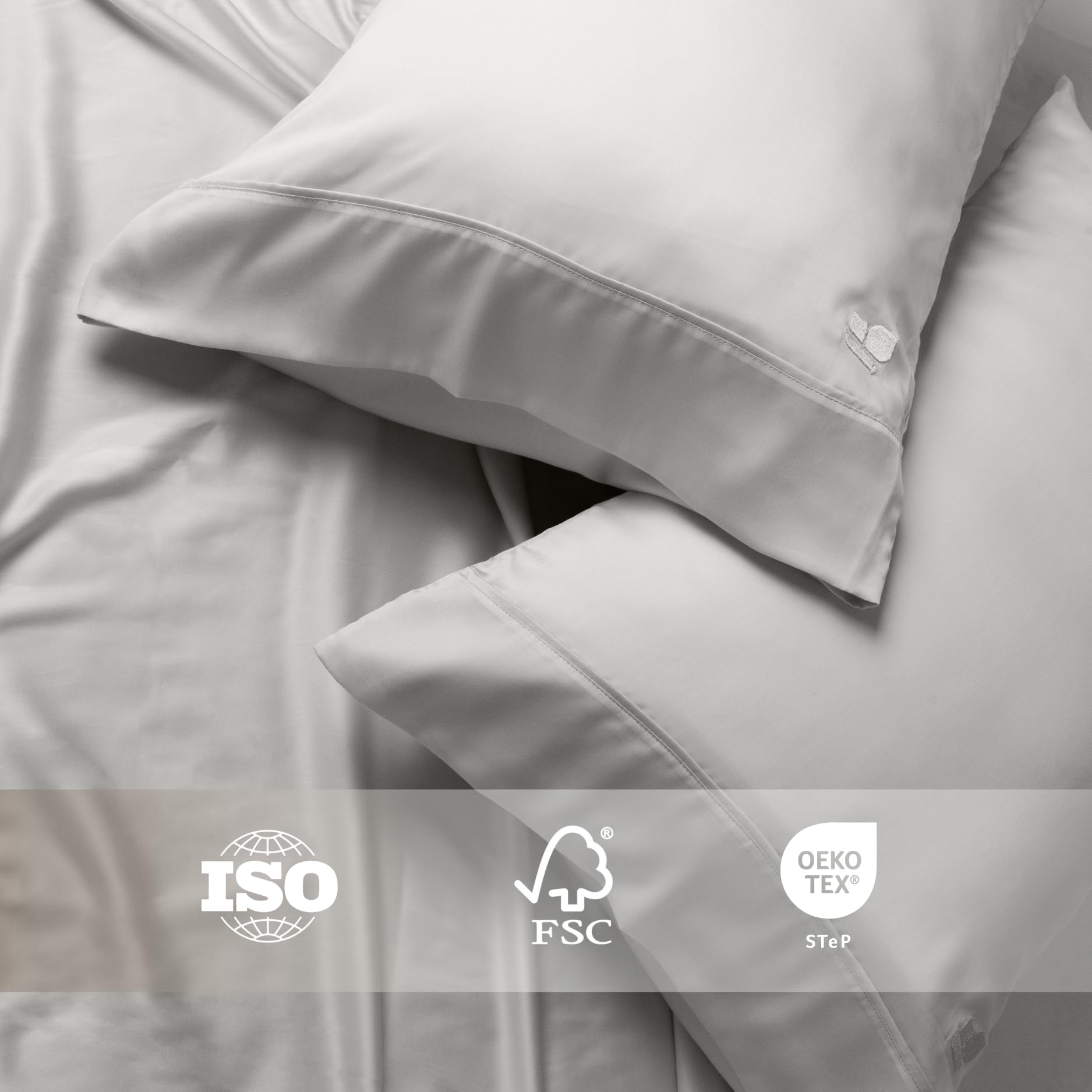 ArthCrafted 100% Austrian Eucalyptus Silk Pillowcase Pair (2PC), Tencel Pillowcases, Vegan Silk Pillowcases, Envelope Enclosure Pillowcase Pair (Cool Grey, Queen (21