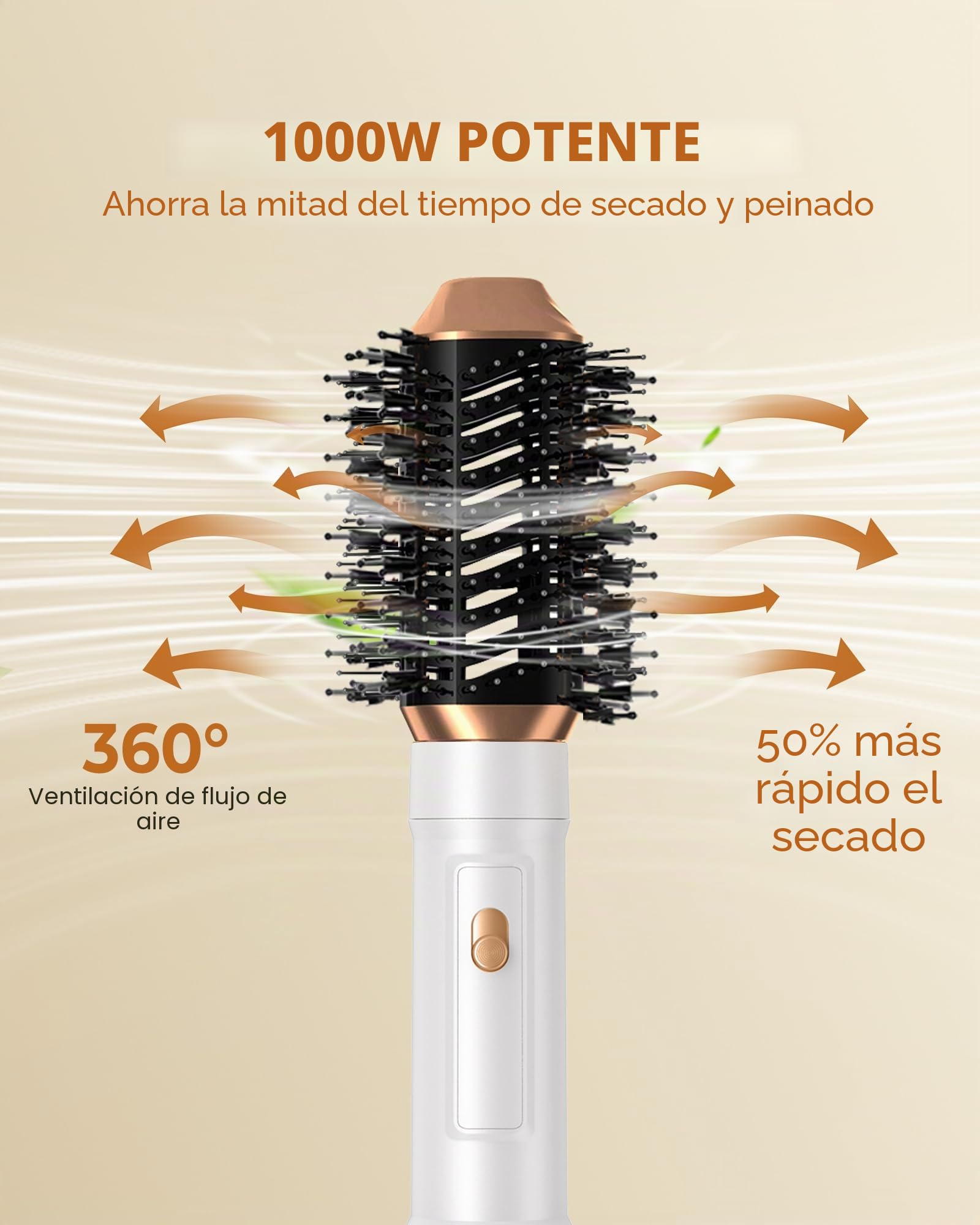 UKLISS Secador de Pelo Profesional - 6 en 1 Cepillo de Aire Caliente con Rizador Automático, Thermal Brush, Secado Rápido, Moldeador Pelo Voluminizador para Rizador Alisar Volumen (Blanco)
