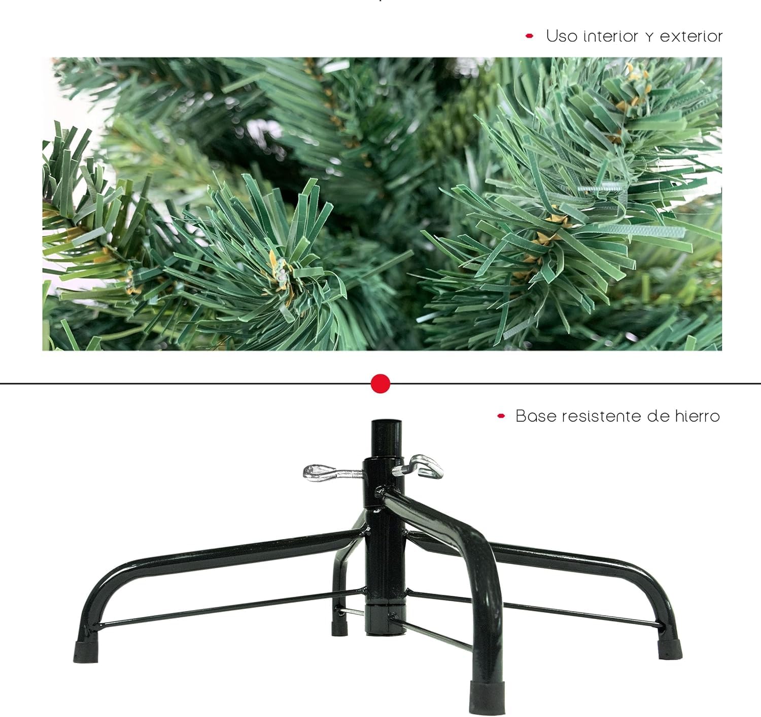 TIENDA EURASIA - Arbol de Navidad Artificial de PVC | Verde Frondoso | Ramas Abatibles | Estructura y Soporte Metálico | Arboles de Navidad | Medidas 120,150,180 y 210 cm (180 cm - 720 Puntas)