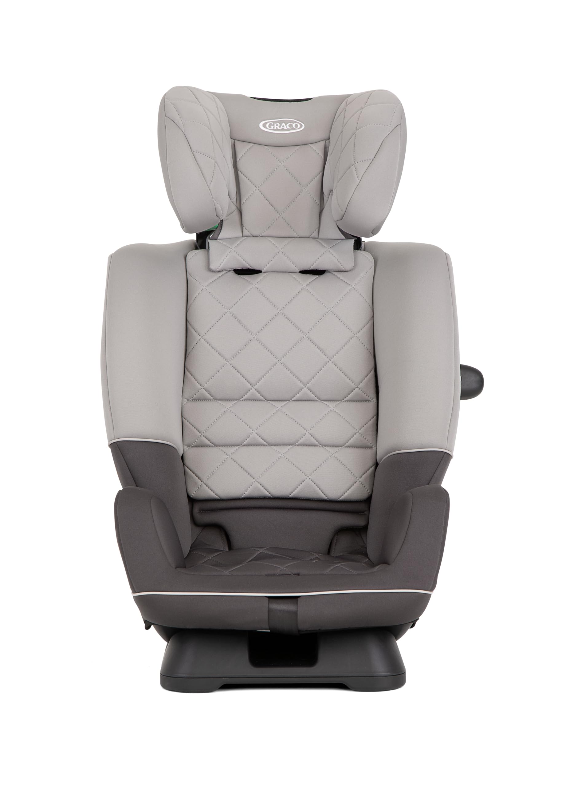Graco SlimFit™ R129 Reboarder Kindersitz, 40 bis 145 cm, grau, Iron | Rückwärts- und vorwärtsgerichtet nutzbarer Kindersitz ohne ISOFIX, mit Seitenaufprallschutz, ab Geburt bis ca. 12 Jahre