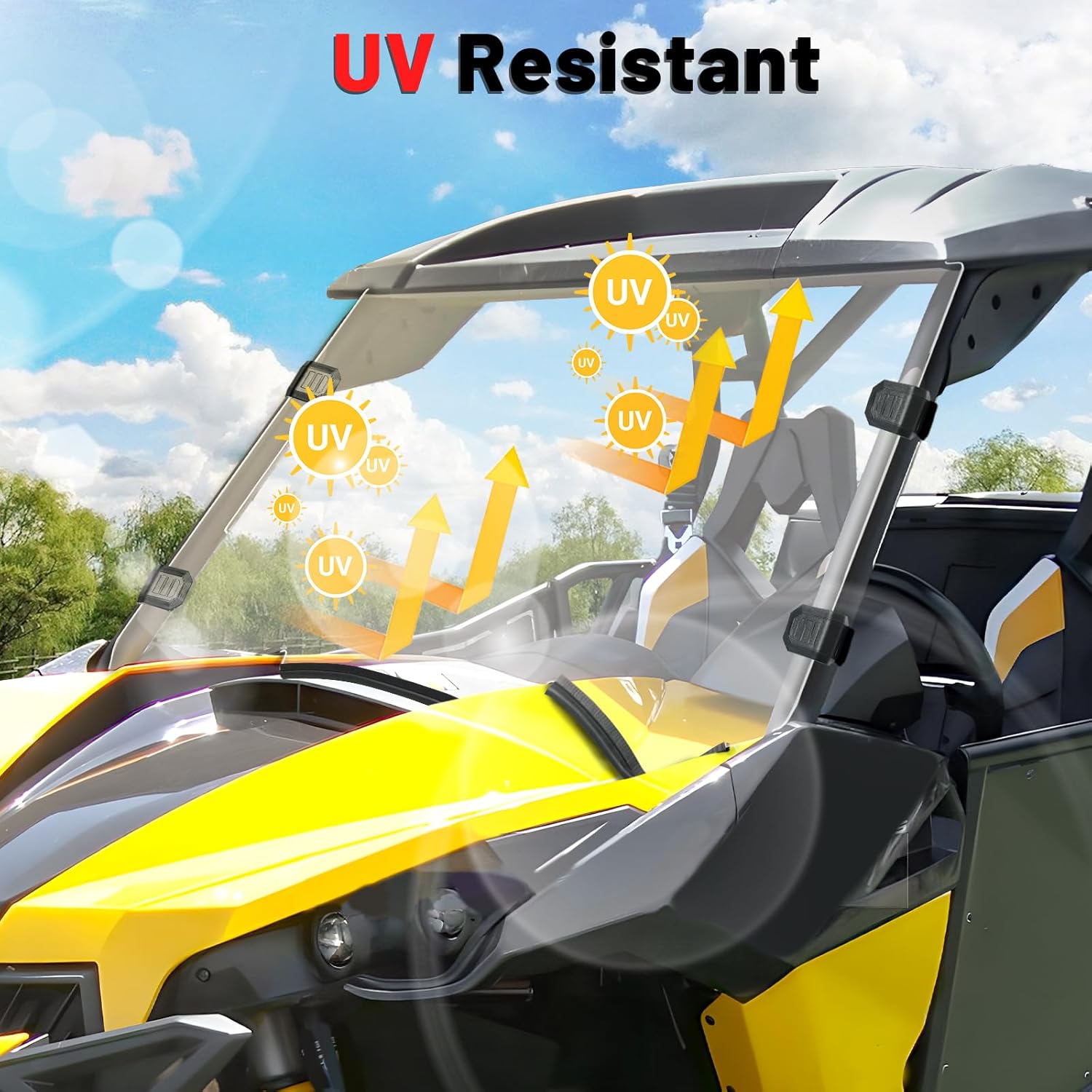 StarknightMT Front Maverick Windshield Scratch Proof PC Full Windshield Compatible With 2013-2018 Maverick 1000R / Max / Turbo / Turbo Max - Heavy Duty Clear