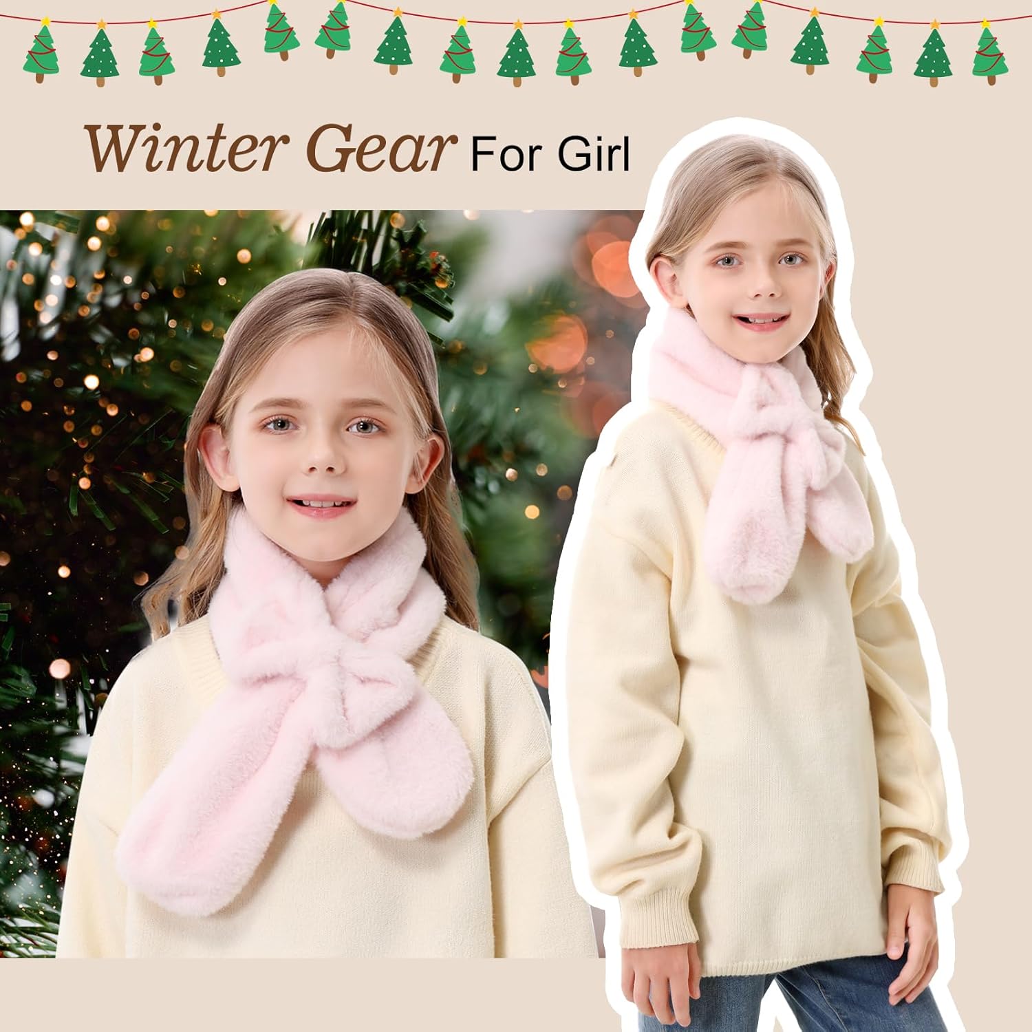 Girls Scarf Fuzzy Fleece Kids Scarves Winter Warm Scarf Toddler Adjustable Soft Neck Warmer - Image 6