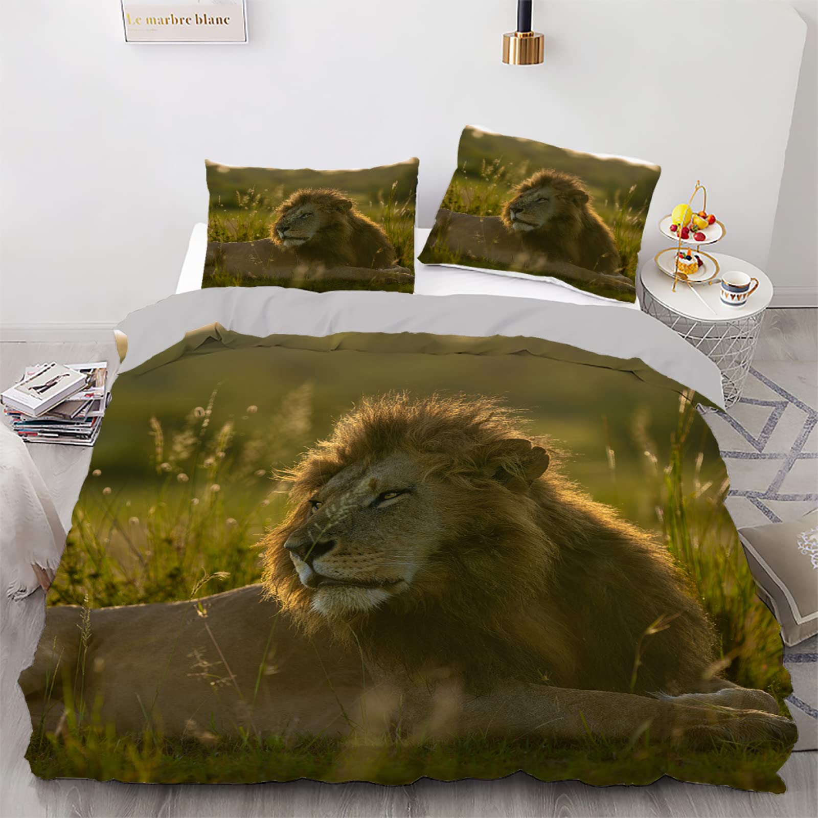 Housse de couette lion 200x200 douce pour la peau contre les irritations