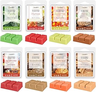 Salubrito Fall Scented Wax Melts, Autumn Wax Cubes Strong Scented, 8x2.5oz, Natural Soy Wax Melts Variety Gift Set for Warmer - Pumpkin Spice, Cinnamon, Harvest, Nutmeg and More