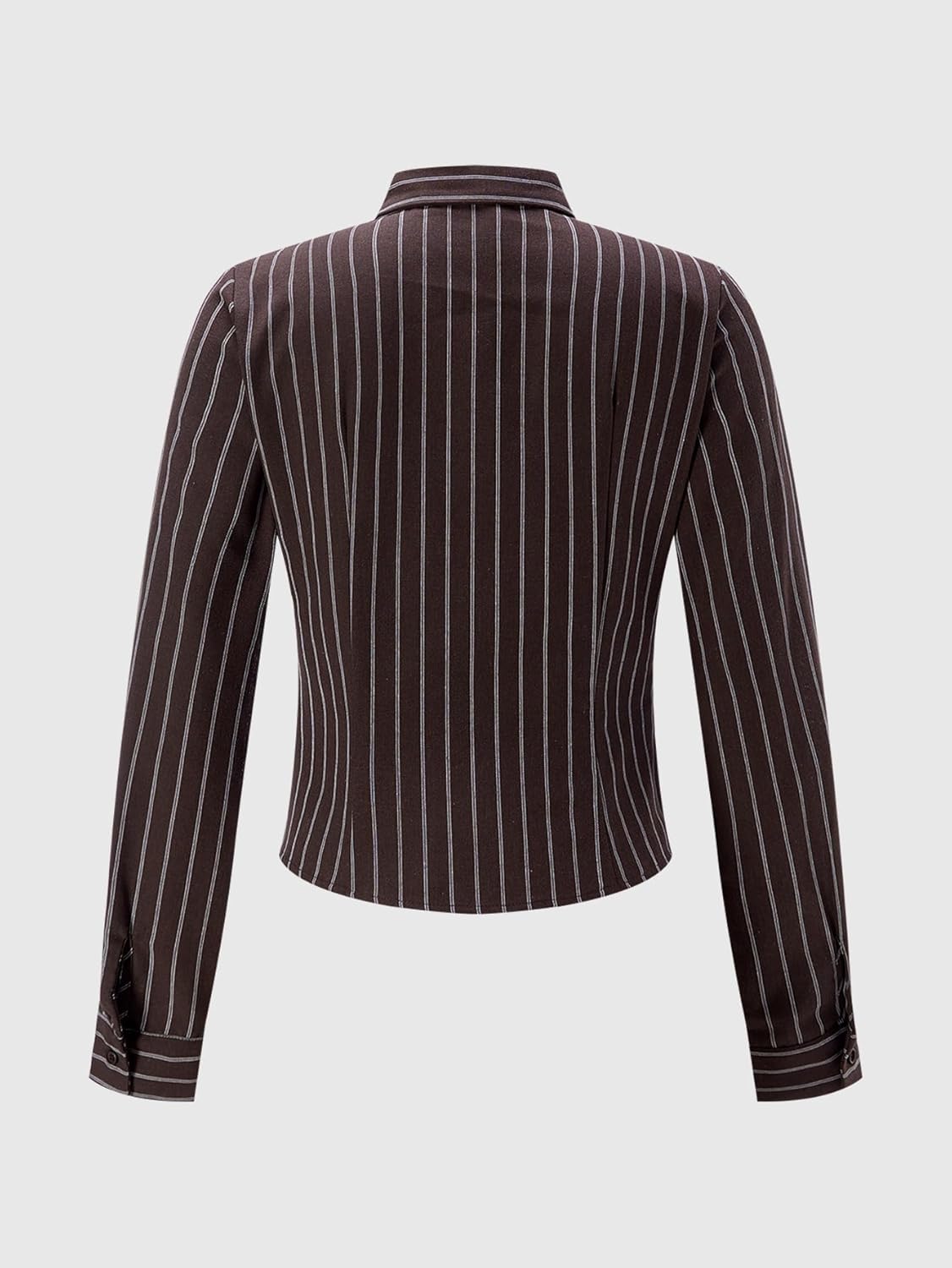 Women's Striped Button Down Shirt Dressy Casual Long Sleeve Collared Work Blouses - Image 2