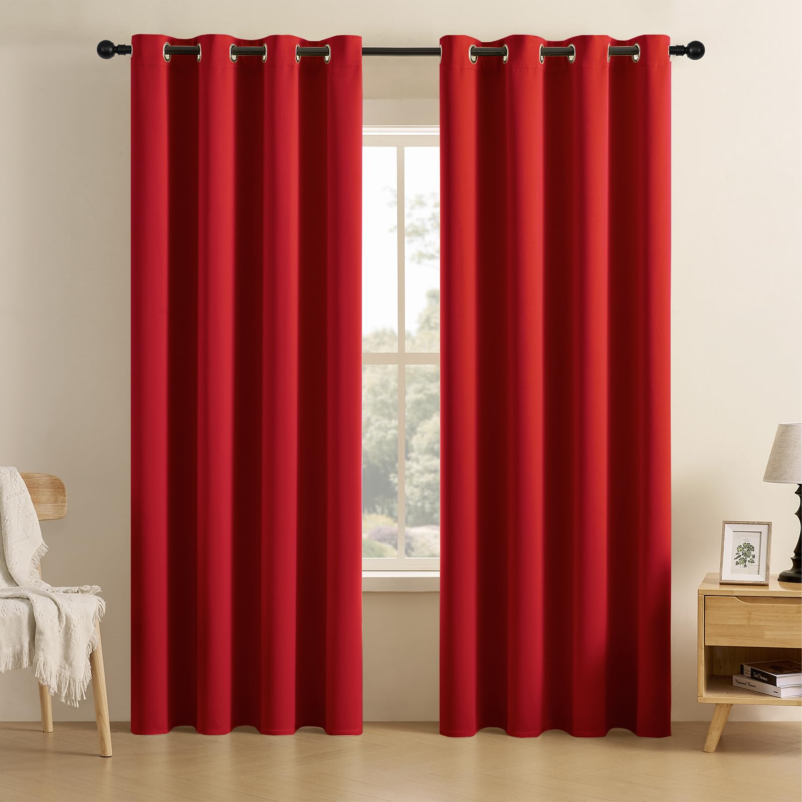 CUCRAF Red Blackout Curtains 96 inch Length 2 Panels Set