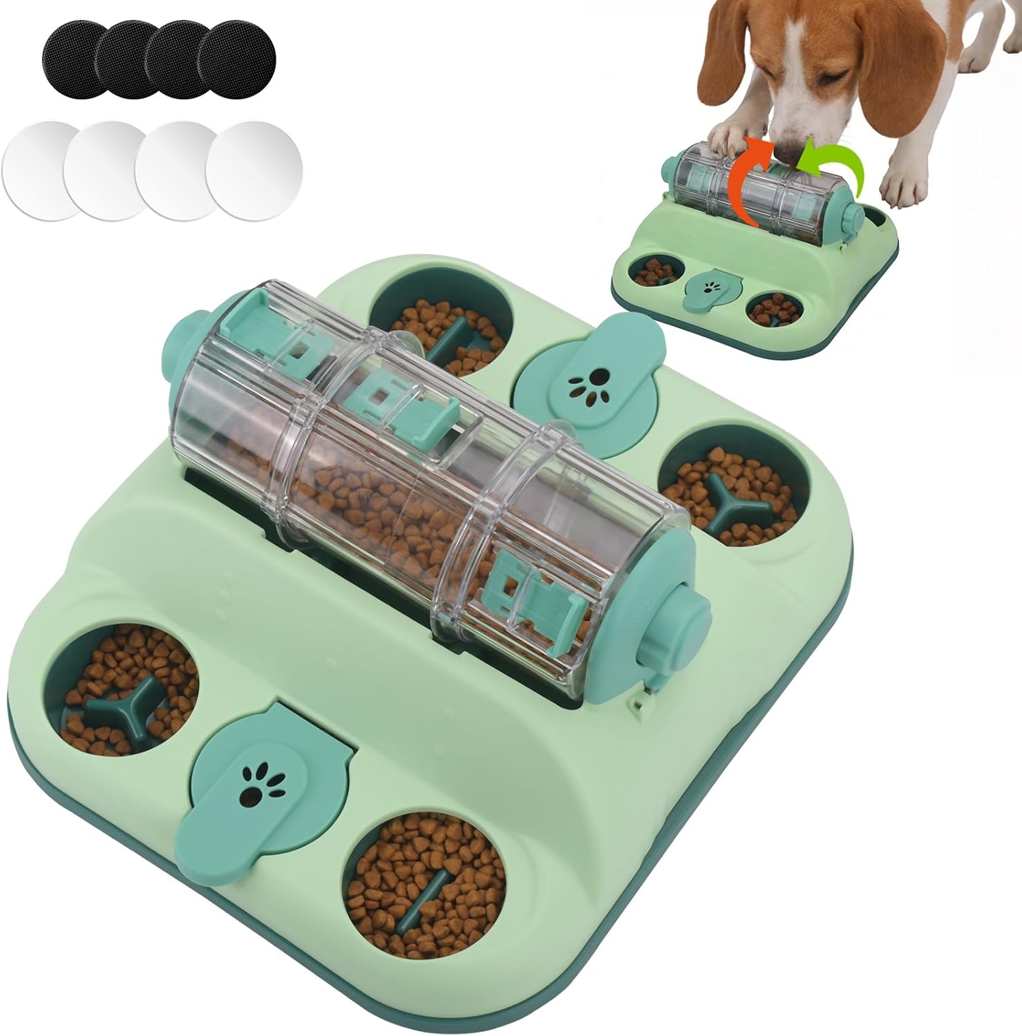 GJEASE Paw-Activated Rolling Interactive Dog Treat Puzzle Toys for IQ Training & Mental Stimulating,Fun Slow Feeder,2 Levels of Challenge