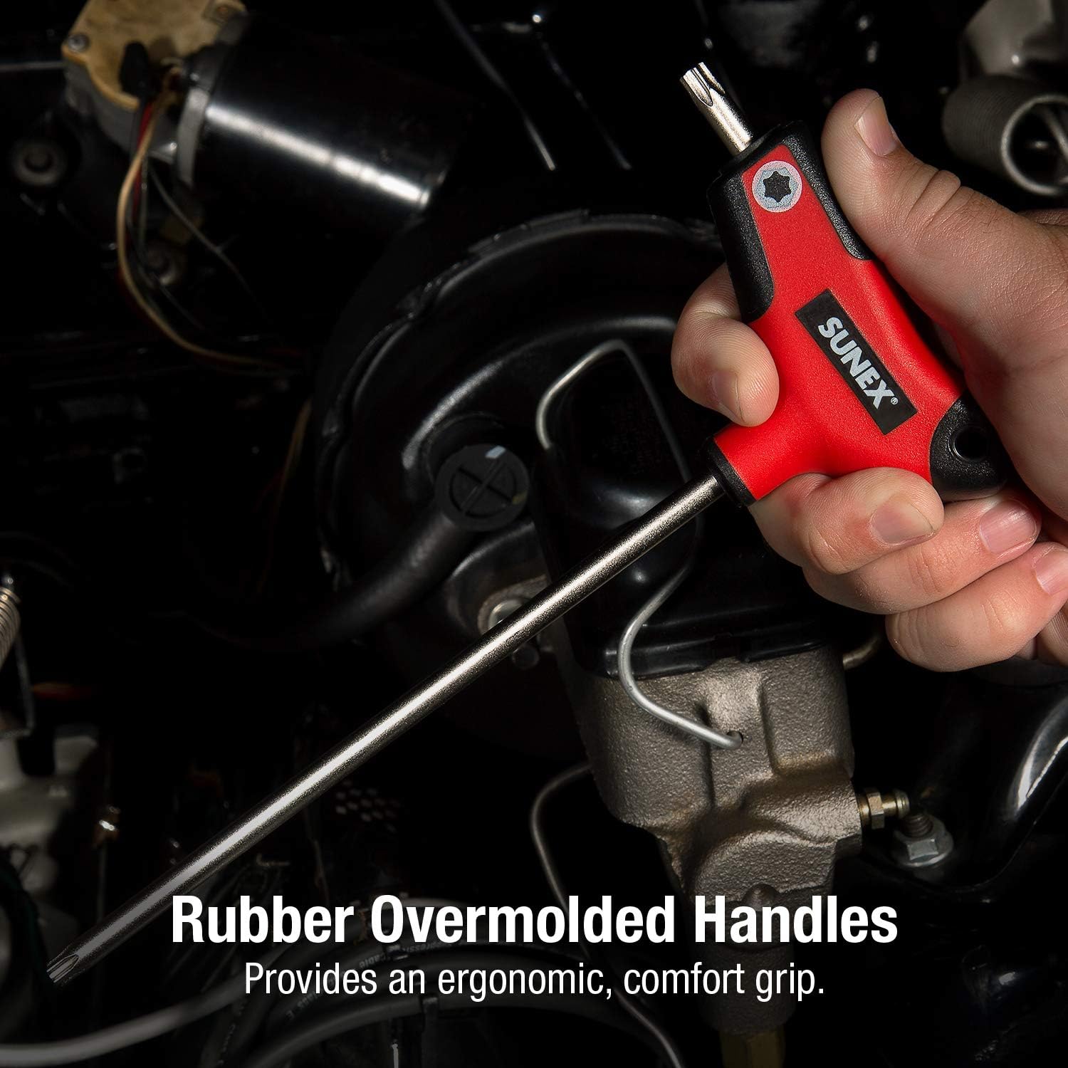 Sunex 9857T, Star Hex Key Set, 7Piece, T10 to T40, Comfort Grip, Rubber Overmolded Handle, Storage Tray