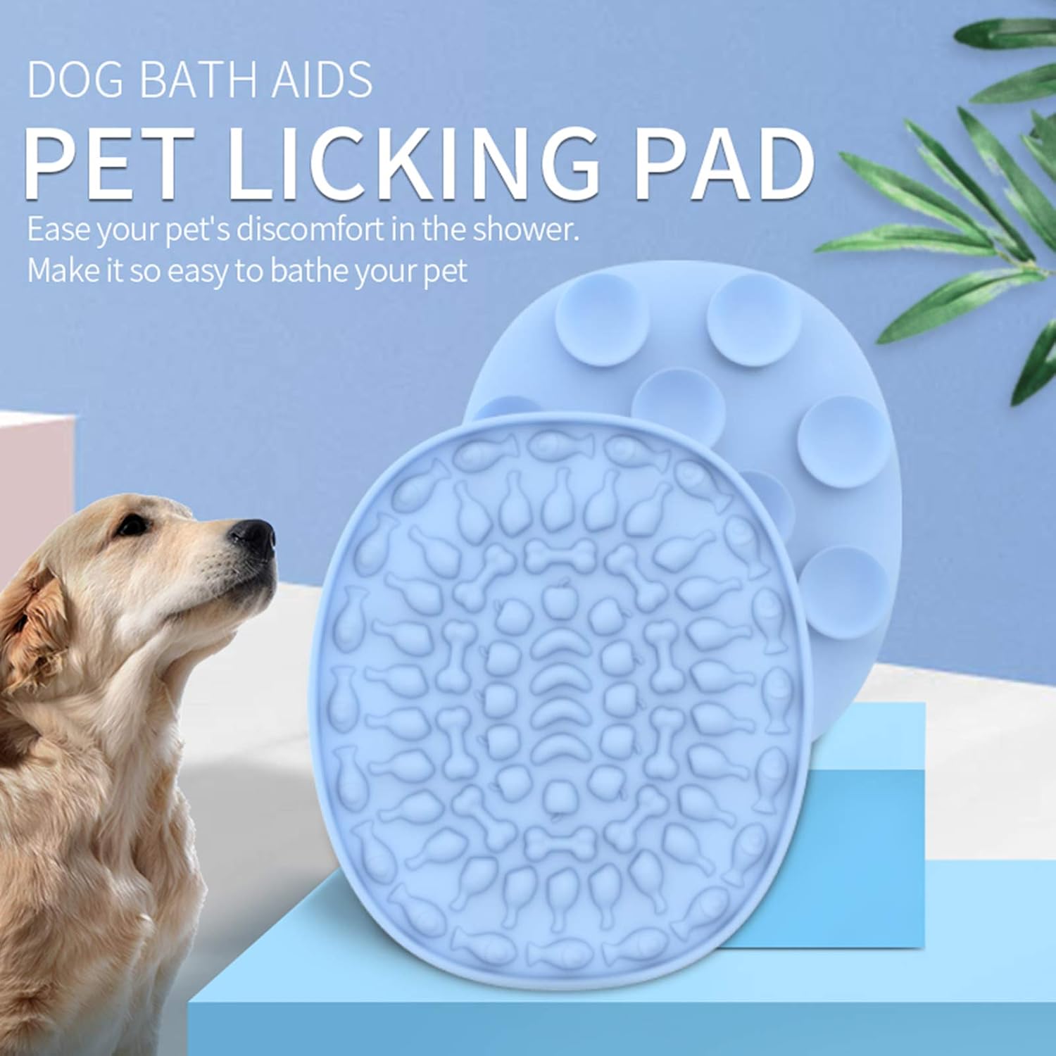 2 Pack Dog Lick Mats with a Silicone Spreader, Slow Feeder Licking Pads for Pet Bathing, Grooming, and Training, Boredom Buster Ideal…