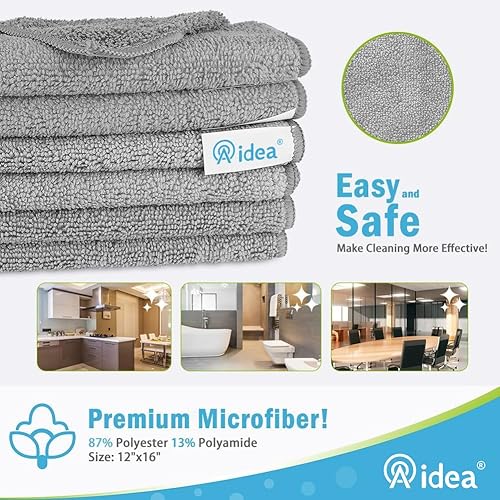 Miniatura 17 de AIDEA Paño de limpieza de microfibra, paquete de 24 toallas de microfibra suave para automóviles, trapos de limpieza absorbentes, paños de lavado