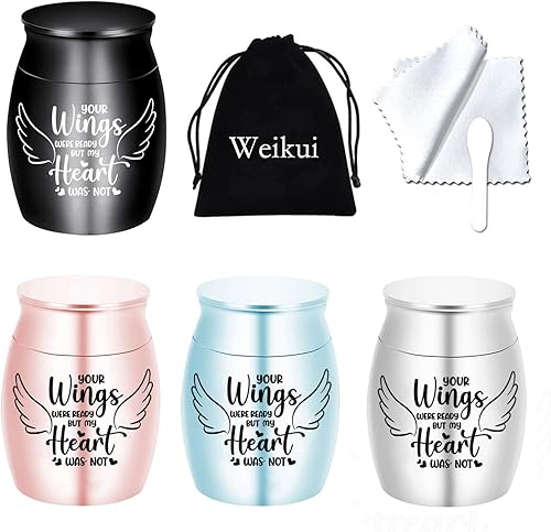 Pequeñas urnas de recuerdo de cremación para cenizas humanas Juego de 4 hermosas mini urnas para compartir recuerdos para honrar a tu ser querido,