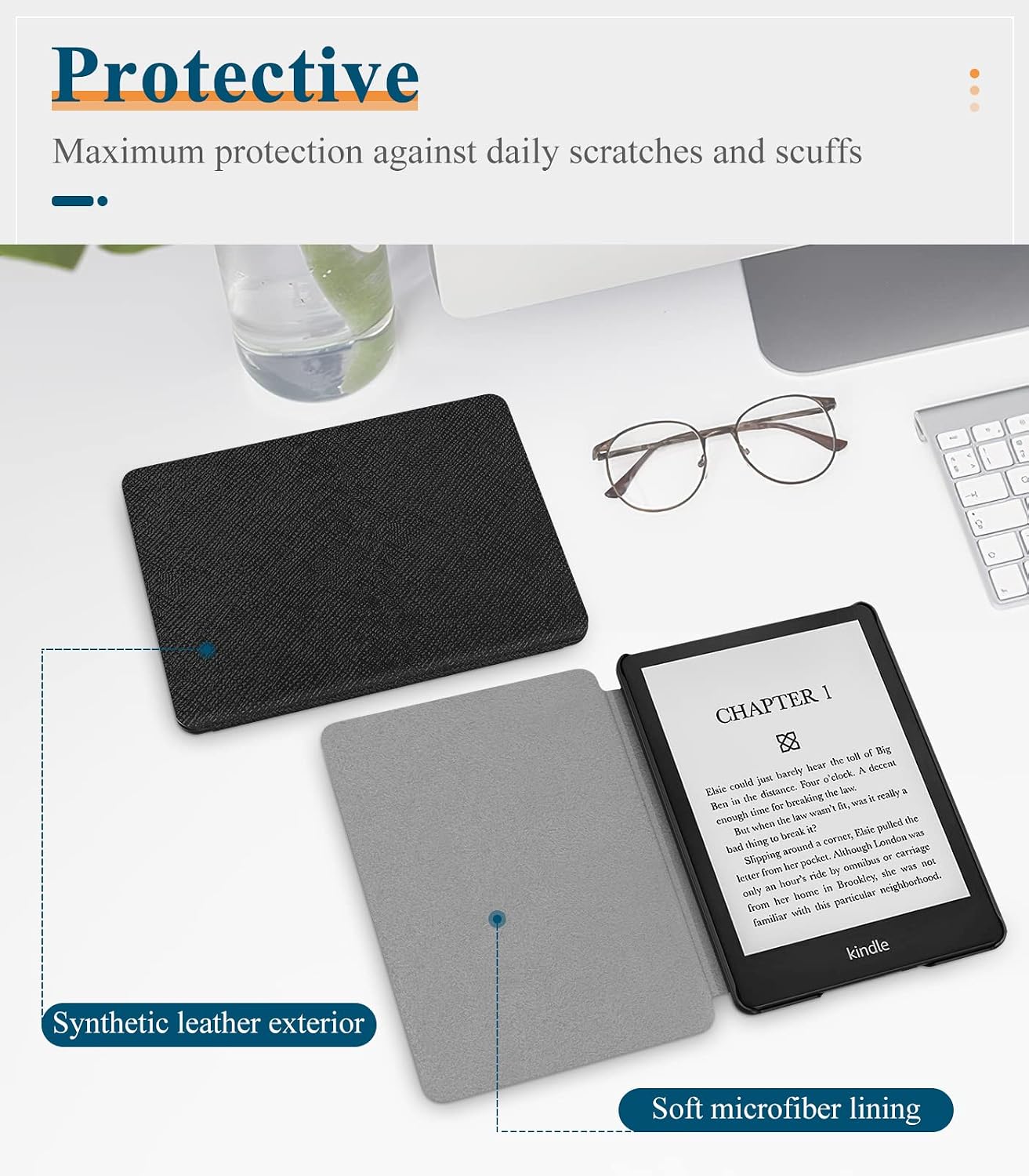 Dadanism Case Fits Amazon 6.8" Kindle Paperwhite(11th Generation 2021 Release), Slim Casing Shell Cover with Auto Wake/Sleep for Kindle Paperwhite Signature Edition and E-Reader Protector, Black