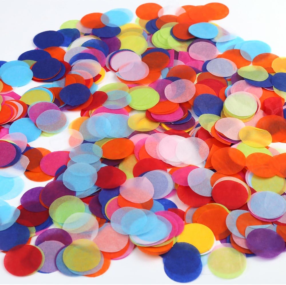 DECORA 1.2 Inch 2000 Pieces Multicolor Circle Paper Confetti for Party Wedding Decorations