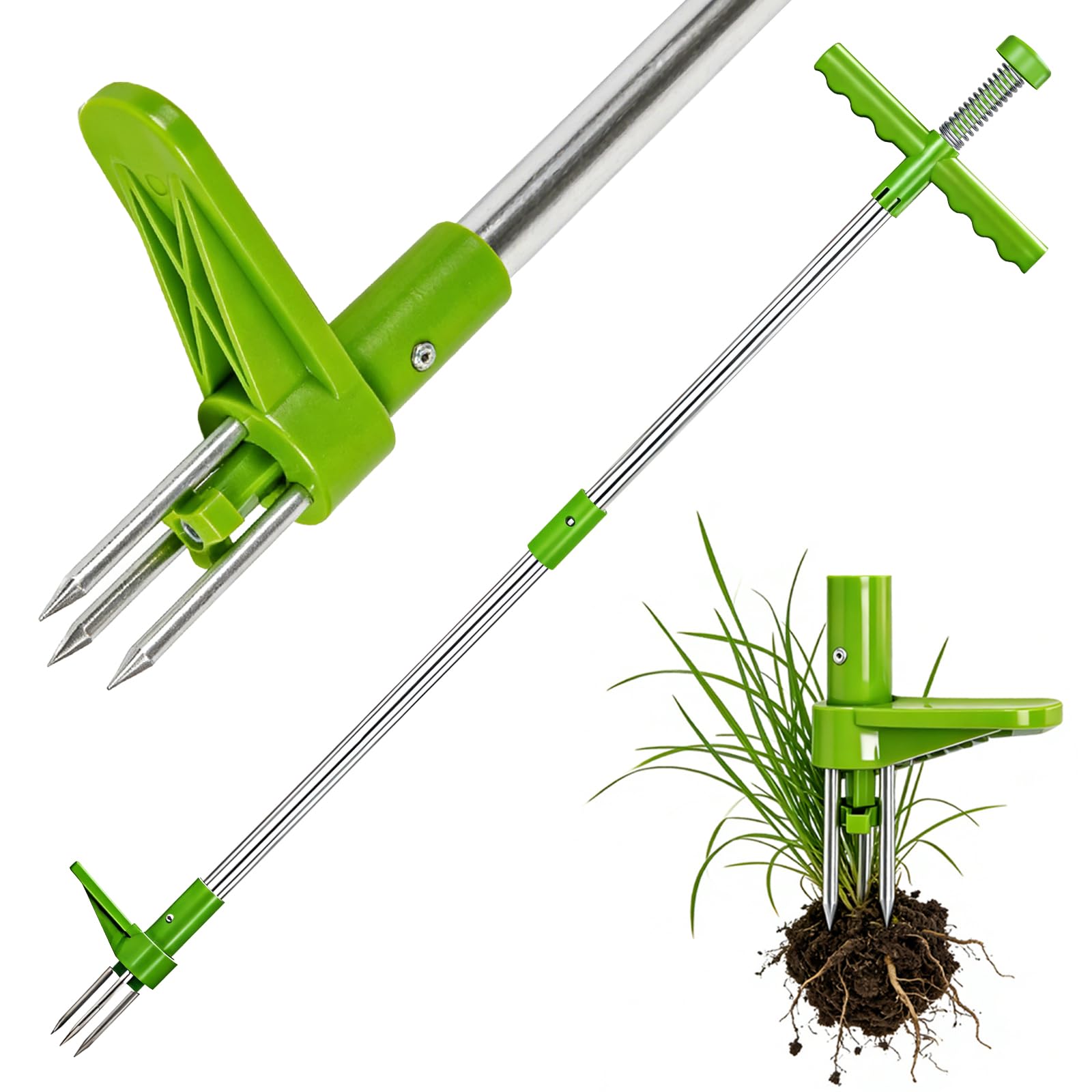 Désherbeur Manuel Longueur 100cm, Tuyau en Aluminium Renforcé, Outil pour Désherber Les Mauvaises Herbes et Arrache Pissenlit, Outillage de Jardin Efficace