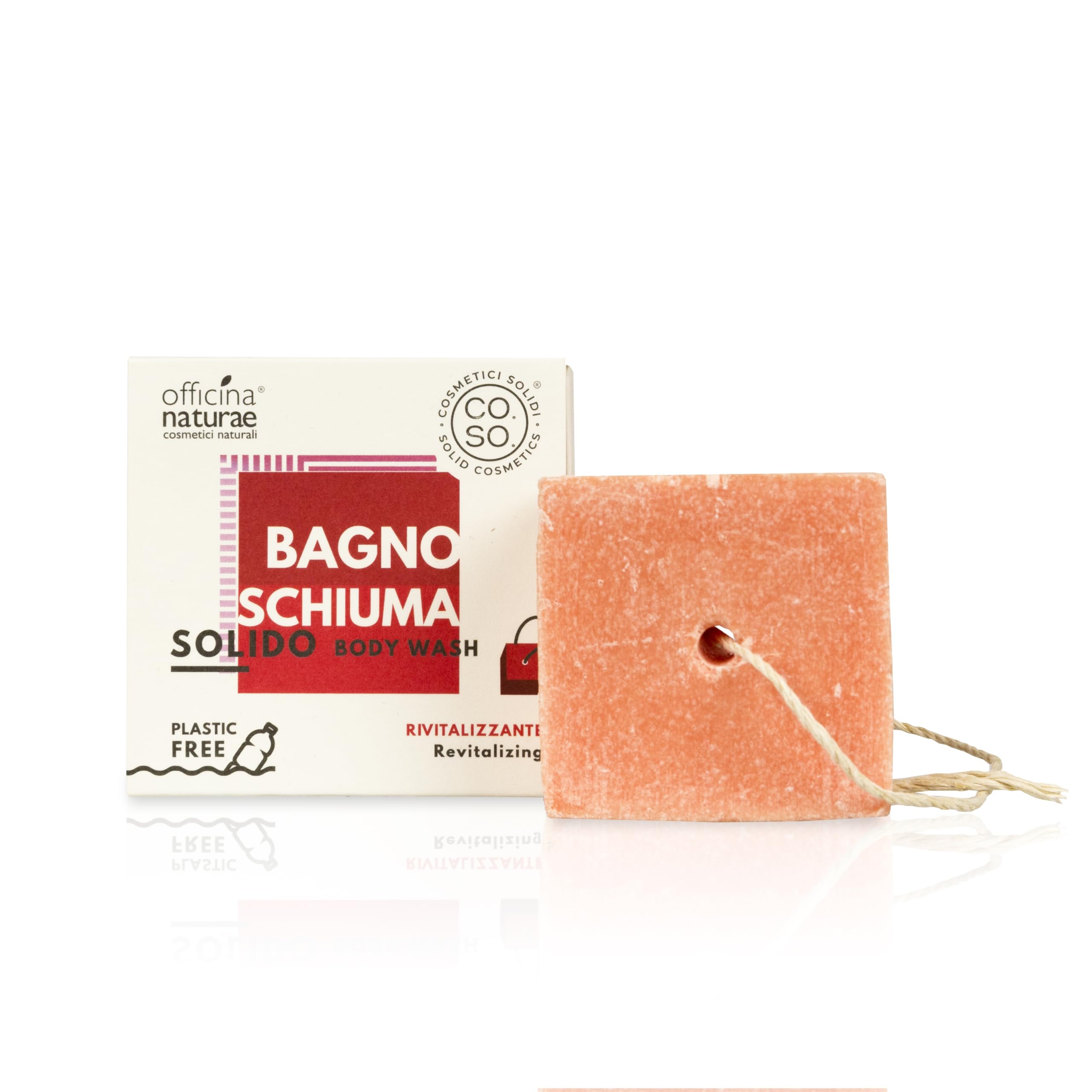 Officina Naturae | Bagnoschiuma Solido Rivitalizzante Effetto Scrub, con Estratto Biologico di Tè Nero e di Salice, Note Agrumate, 64gr