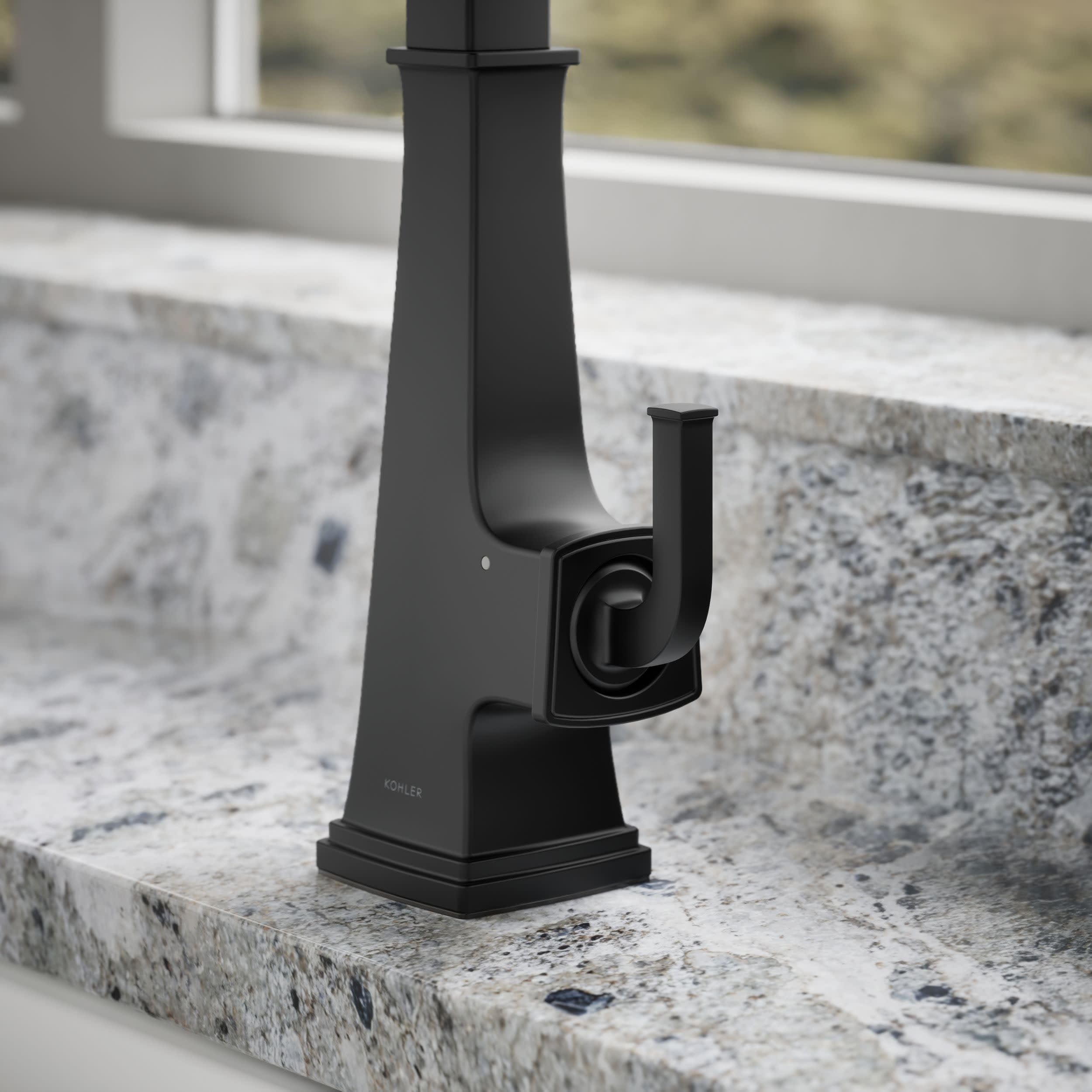 Kohler 23832-BL Riff Grifo para Fregadero de Cocina con Agua, Color Negro Mate